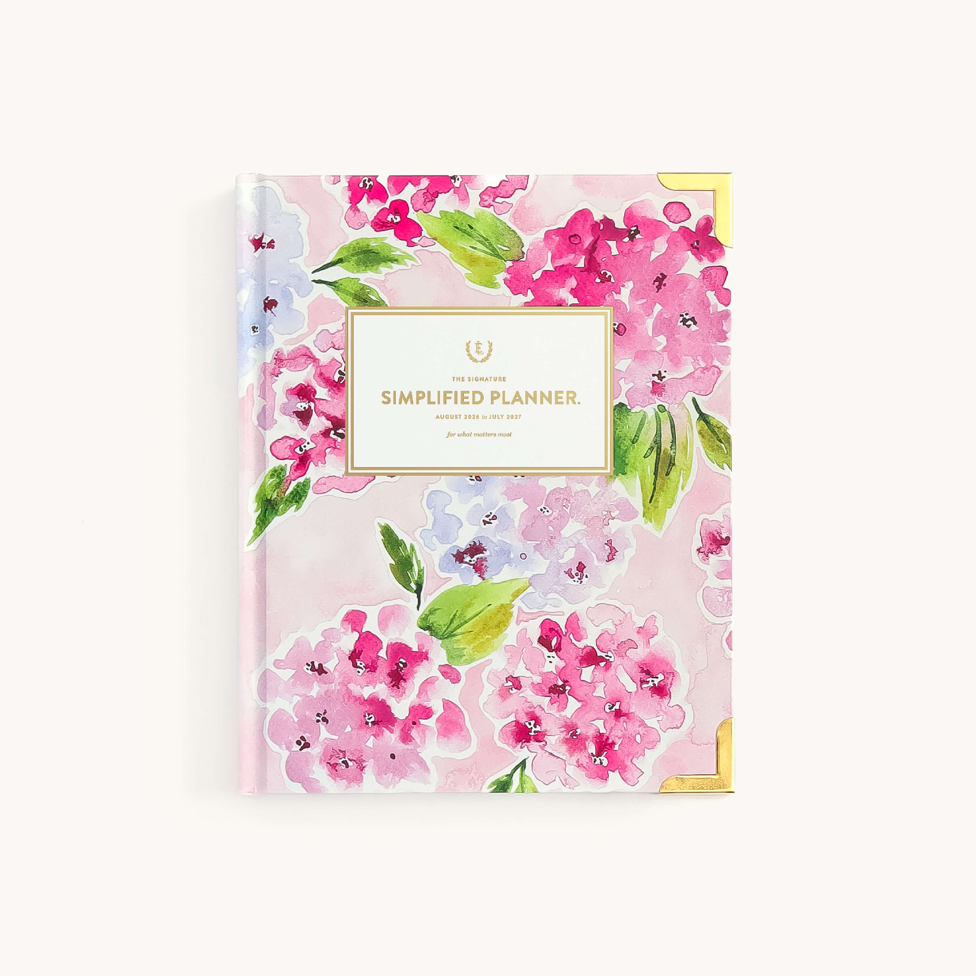 Blush Hydrangea bookbound weekly planner with floral cover and elegant bound design for organized weekly planning