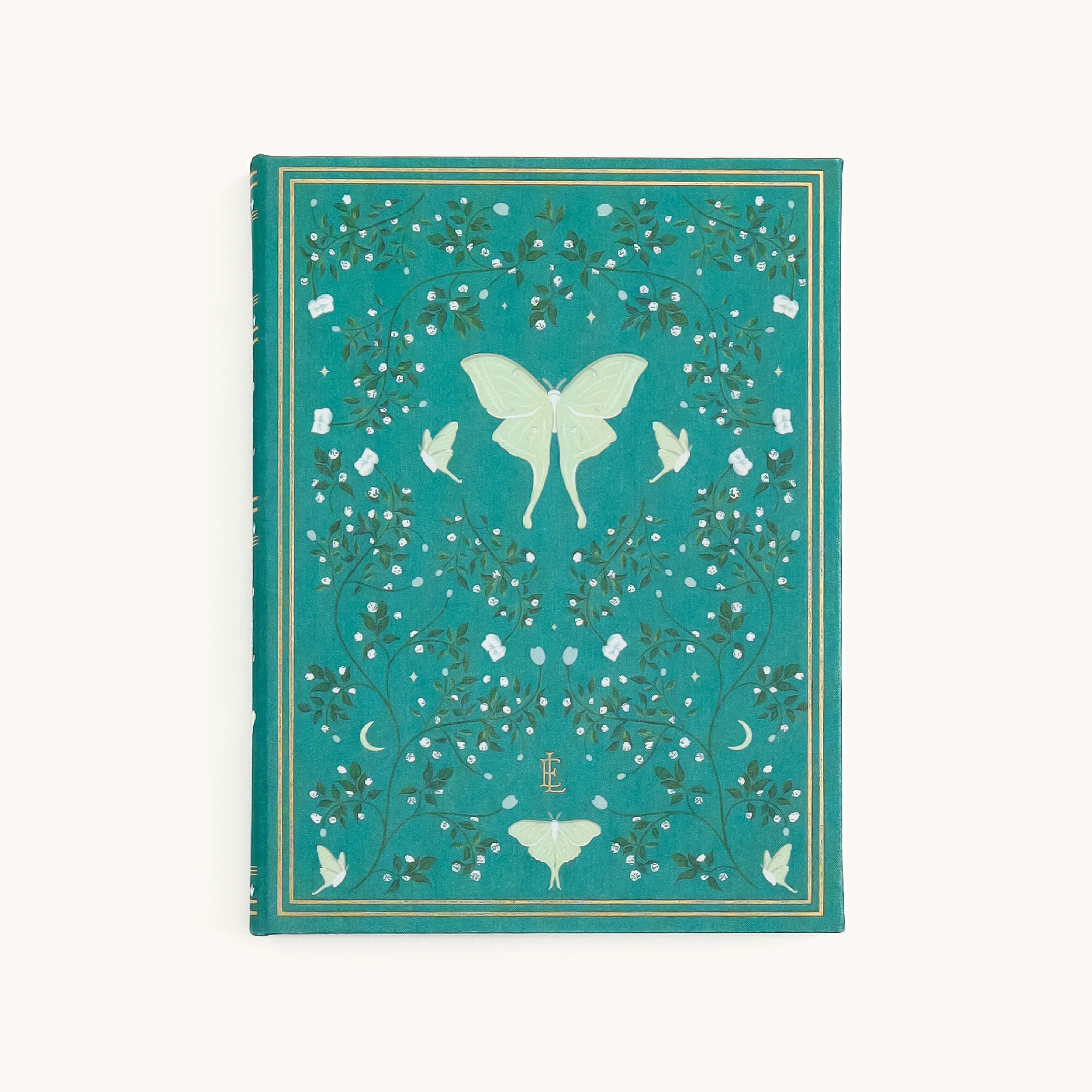 Luna Moths Linen Journal with linen hardcover, warm illustration, and hand-drawn pattern for a beautiful, giftable journal