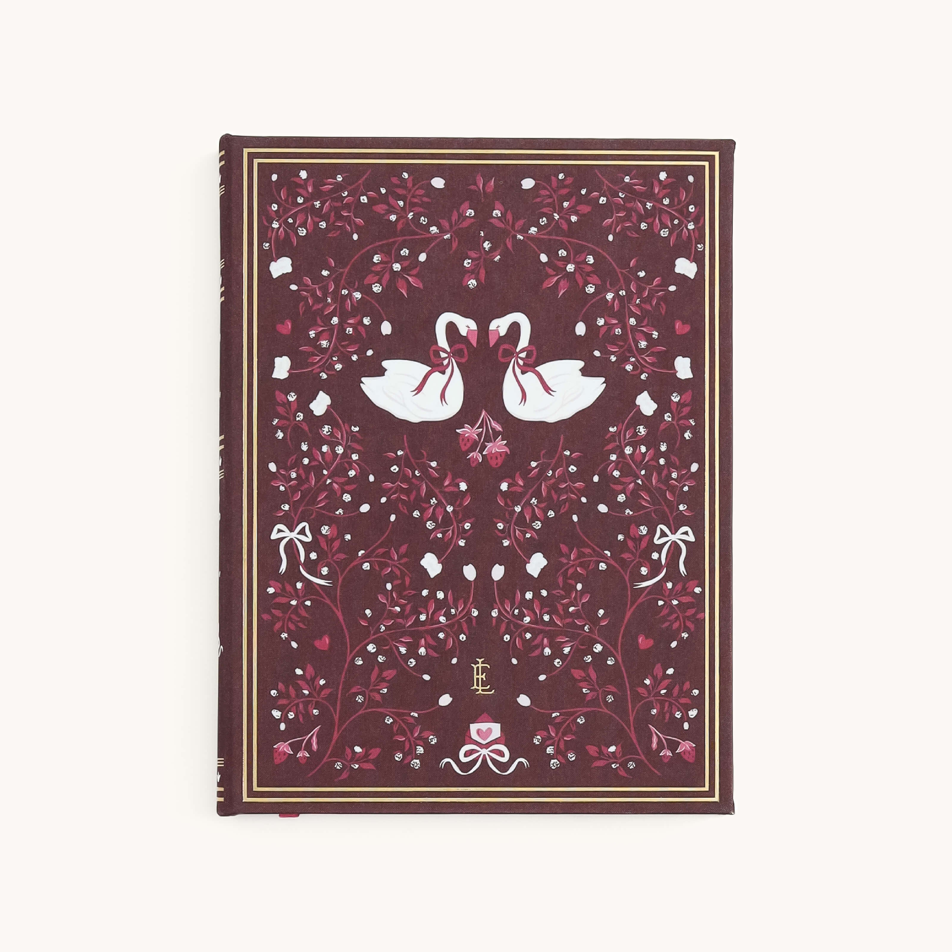 Swan Linen Journal with linen hardcover, swan illustration, and hand-drawn pattern for a beautiful, giftable journal
