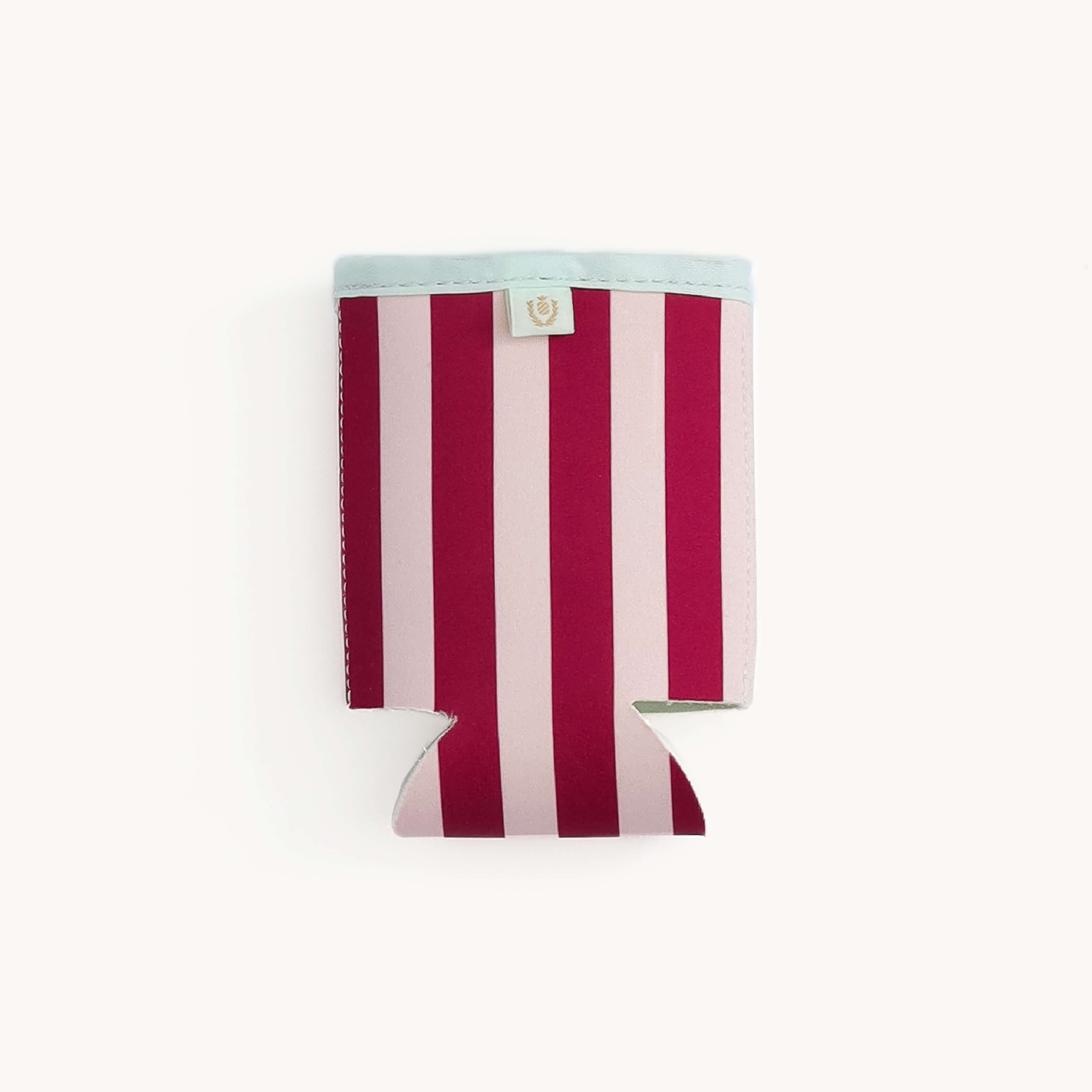 Berry Stripe Can Cooler on a white background