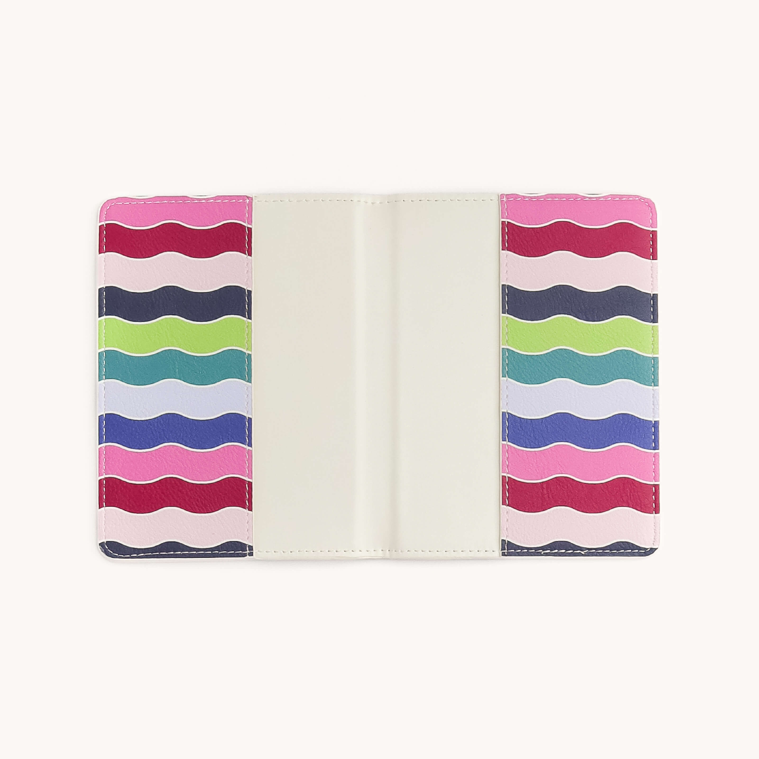 Open Rainbow Row passport holder with interior card slots by Simplified by Emily Ley
