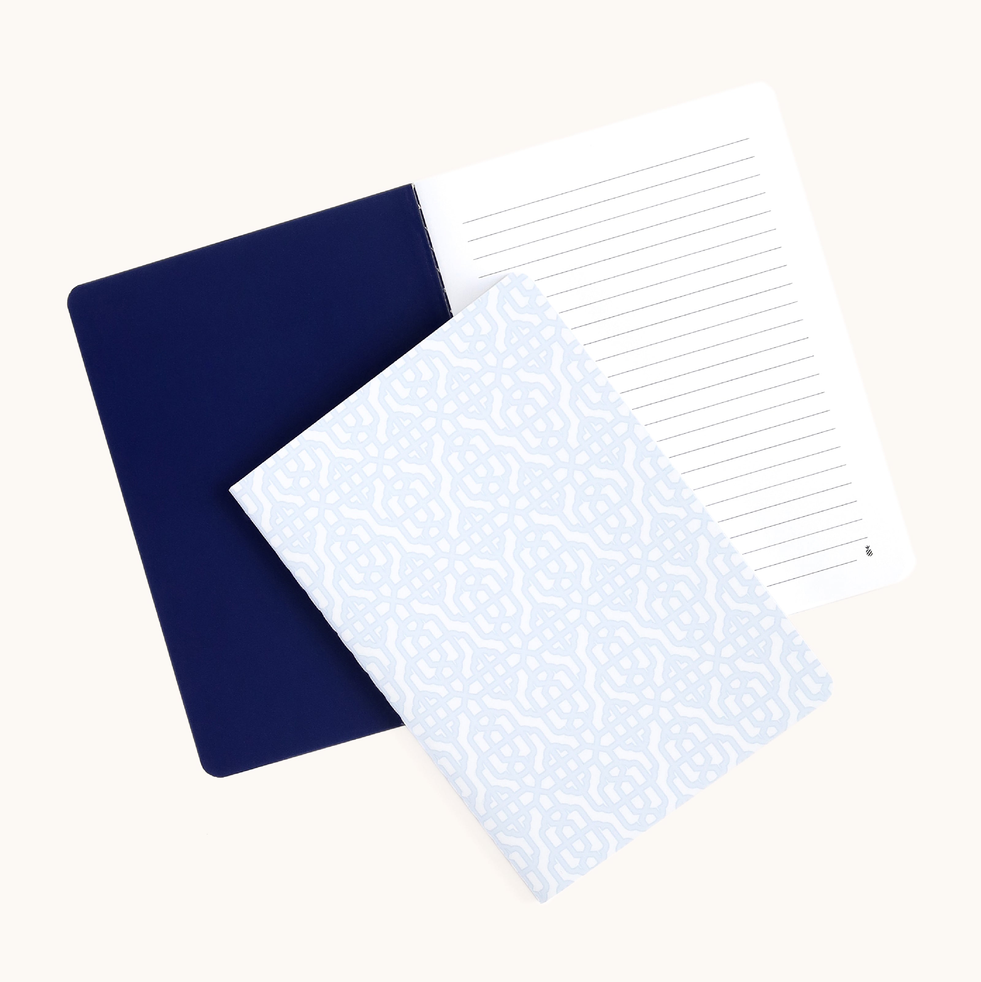 Mini notebook set with Carolina Trellis cover and lined interior pages for writing notes, lists, and everyday ideas in a simple, clean layout