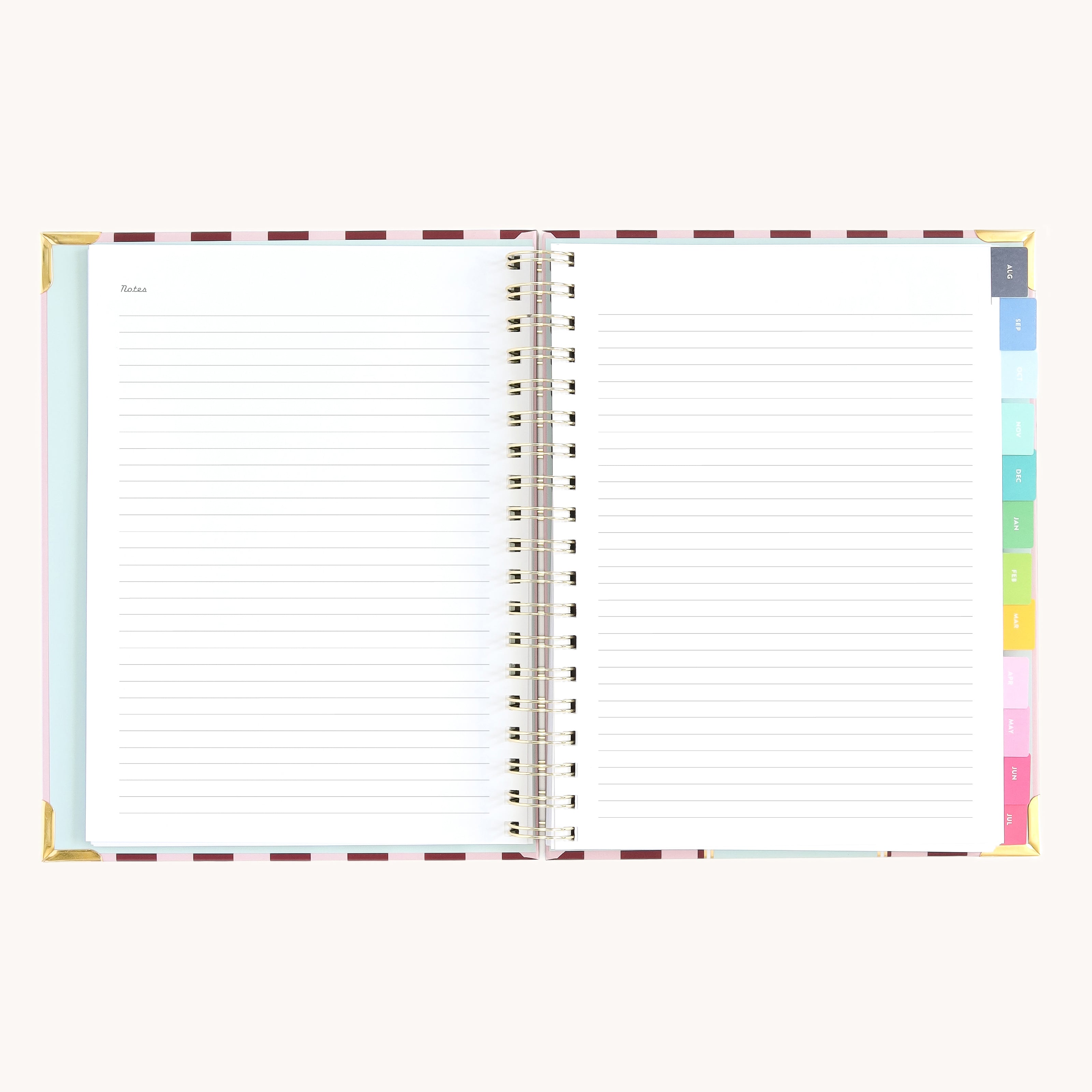 Spiral weekly planner notes page with lined space for lists, planning, and everyday ideas