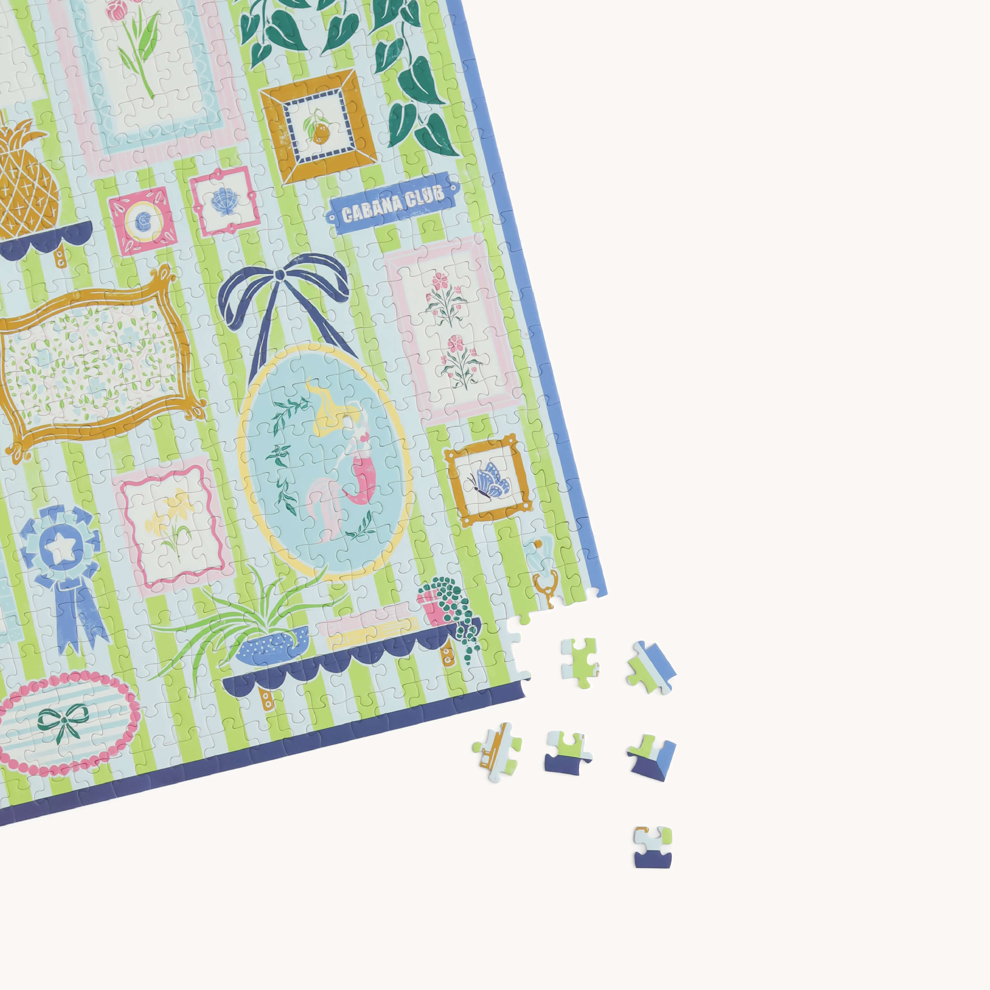 Gallery Wall Puzzle assembled with corner pieces highlighted