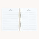 The Simplified Workbook - Project Management is the ideal planning tool, featuring visible pages; the left page provides lined writing space, and the right page includes lines with checkboxes for tasks. The background is plain white.