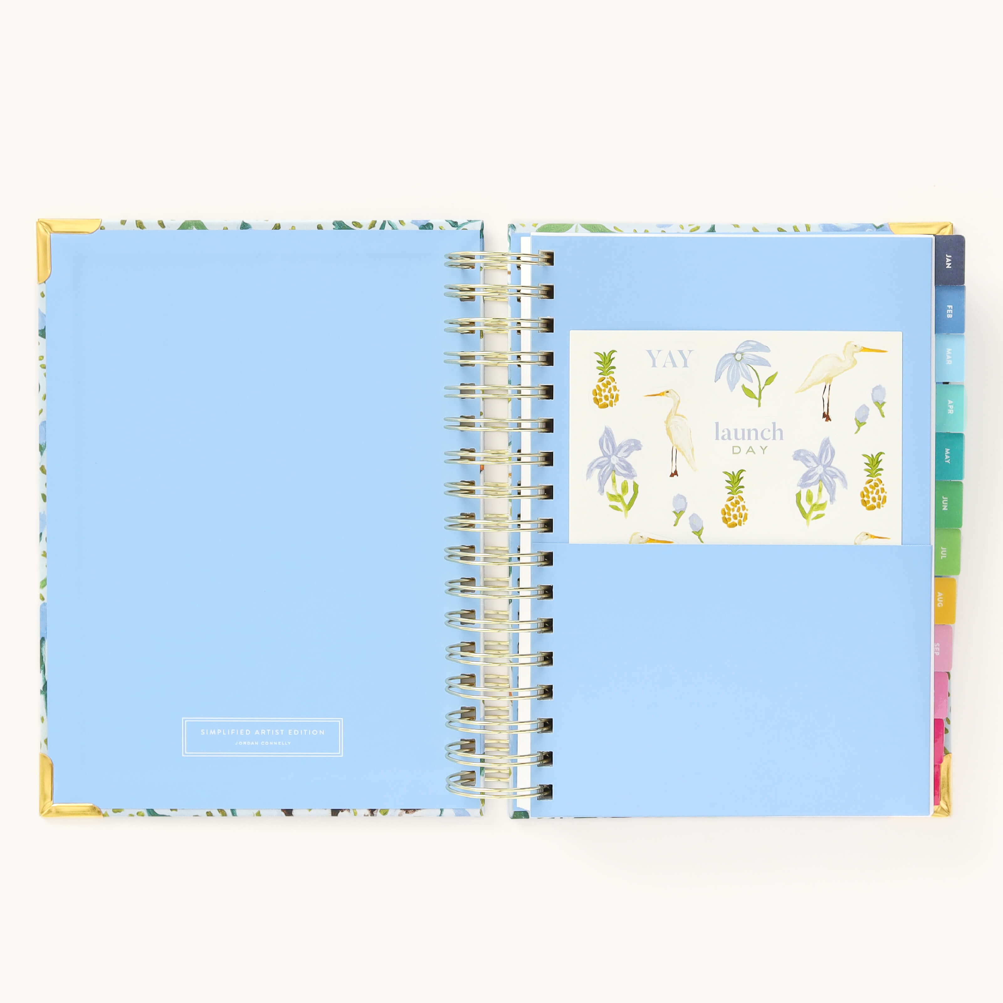 Colorful sticker sheet included in the inner pocket with the 2025 Calendar Year Daily Simplified Planner by Emily Ley in the Beaufort Birdies cover design for customization.