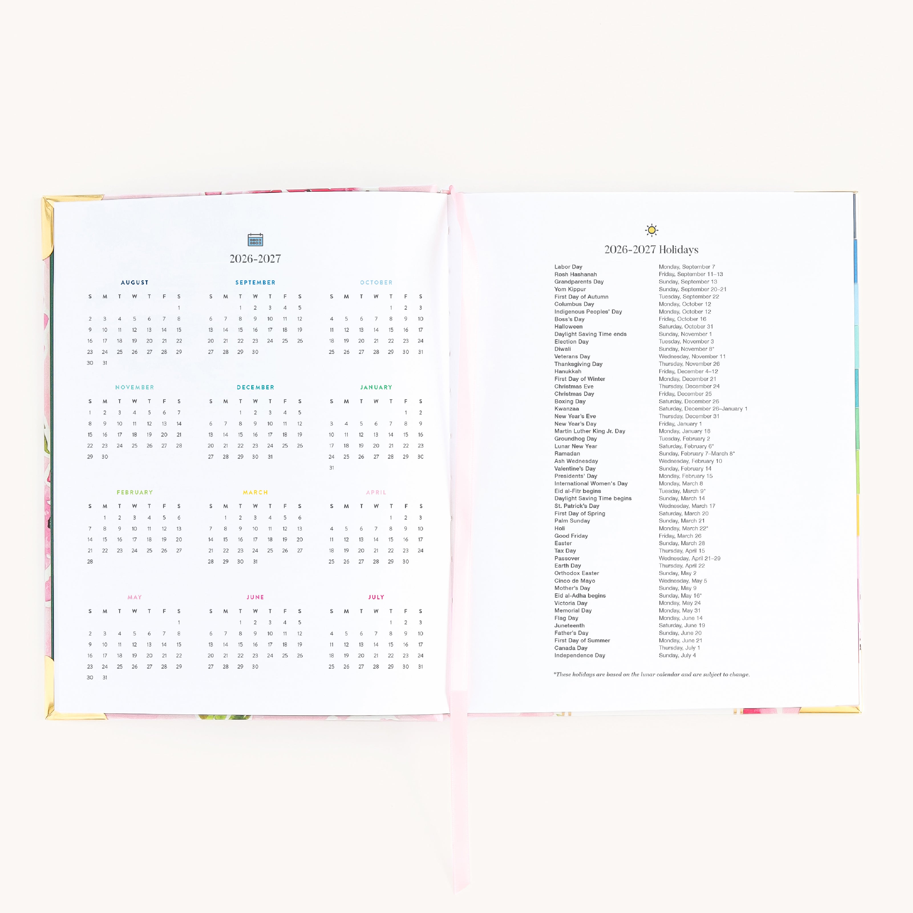 Bookbound weekly planner yearly overview and holiday pages for long-term scheduling and important dates