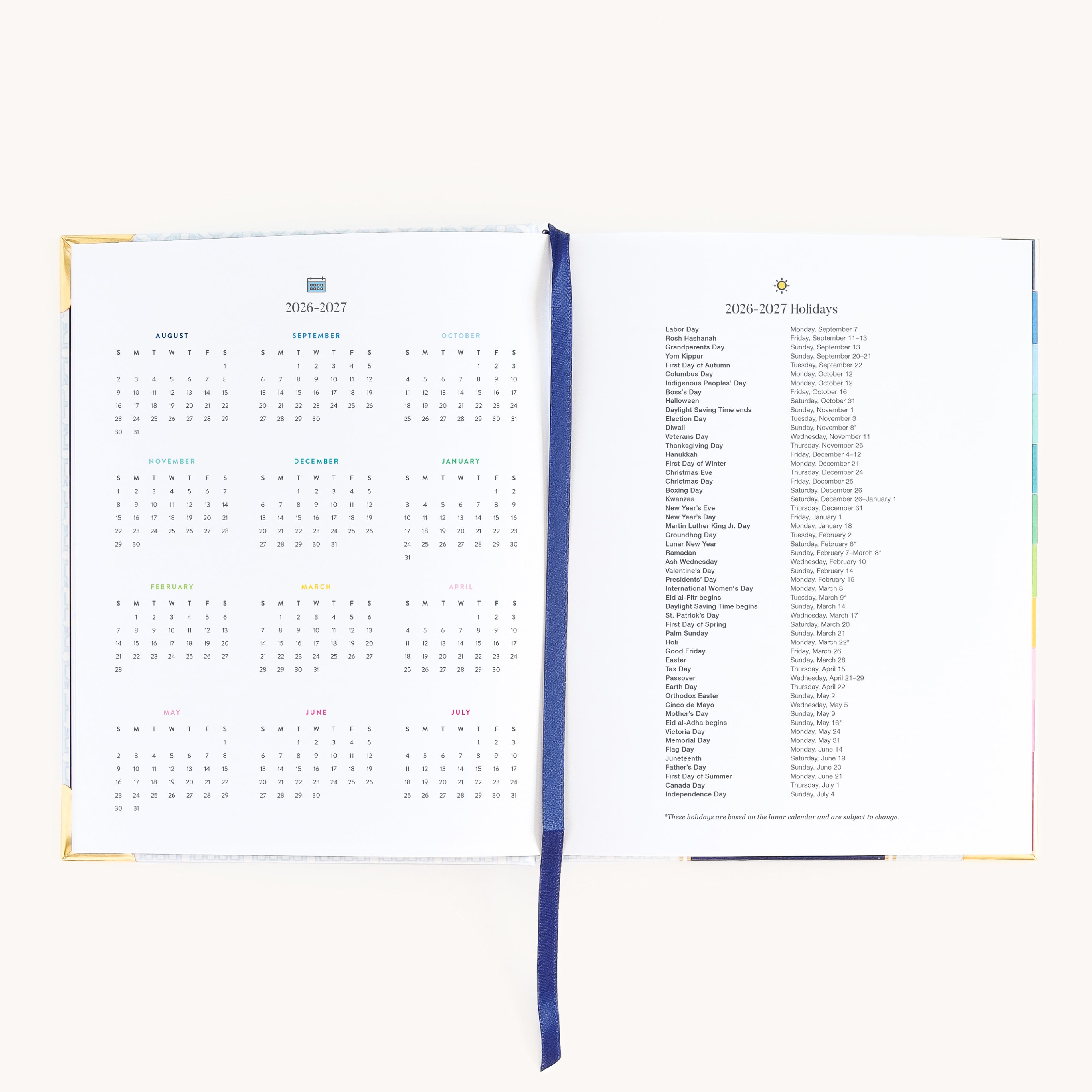 Bookbound weekly planner yearly overview and holiday pages for long-term scheduling and important dates
