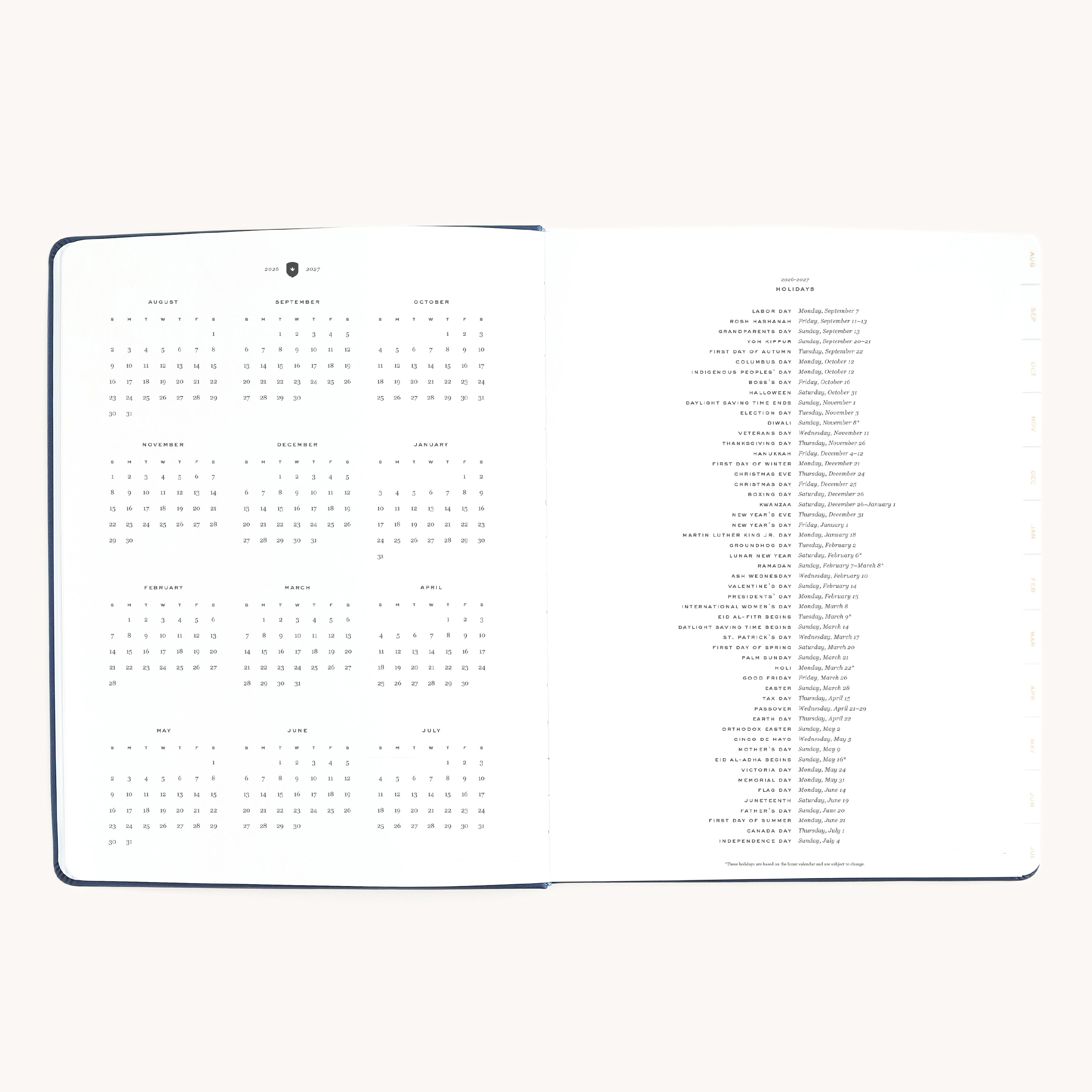 Dapperdesk Weekly planner yearly overview and holidays pages for long-term planning and key dates