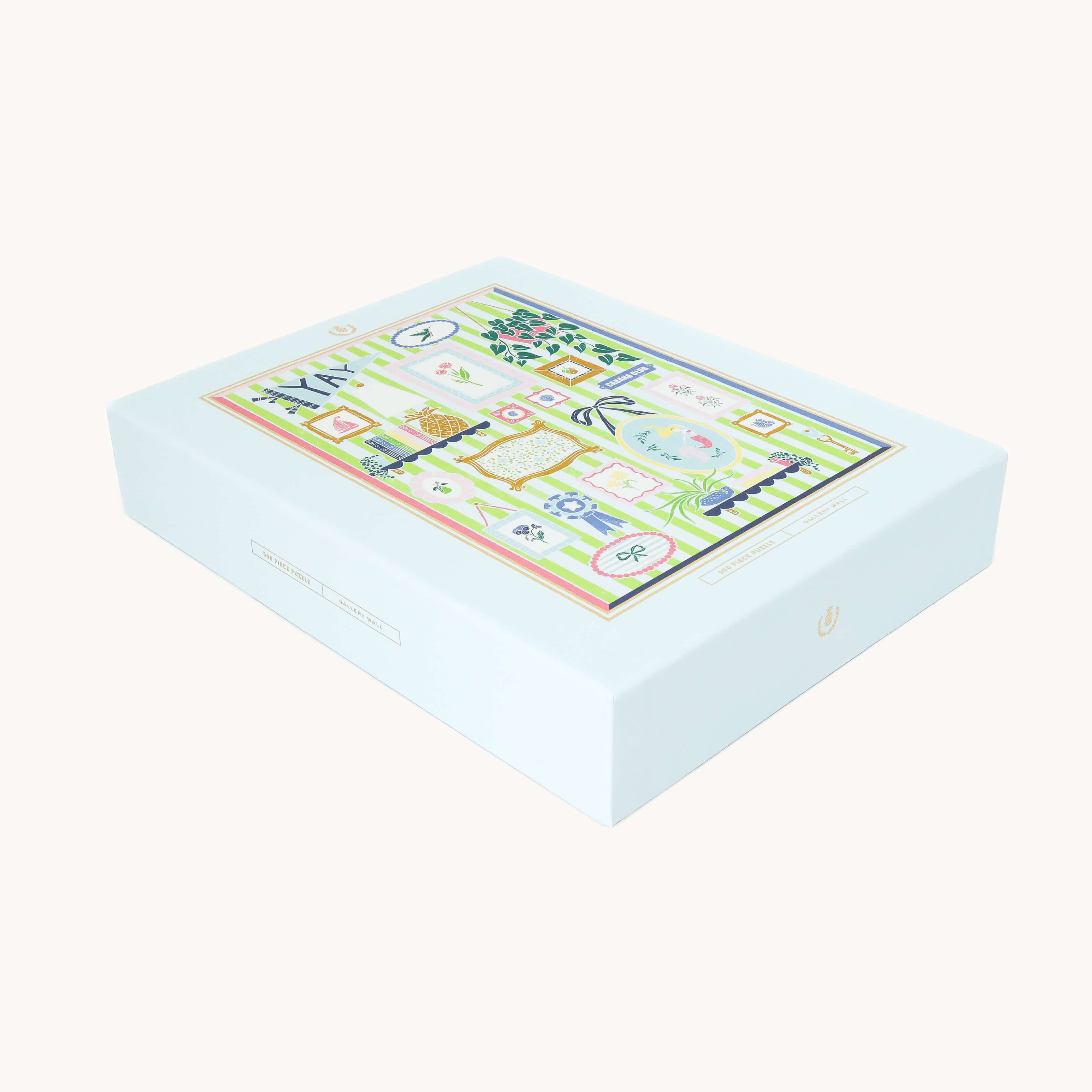 Gallery Wall Puzzle box with colorful design on a white background