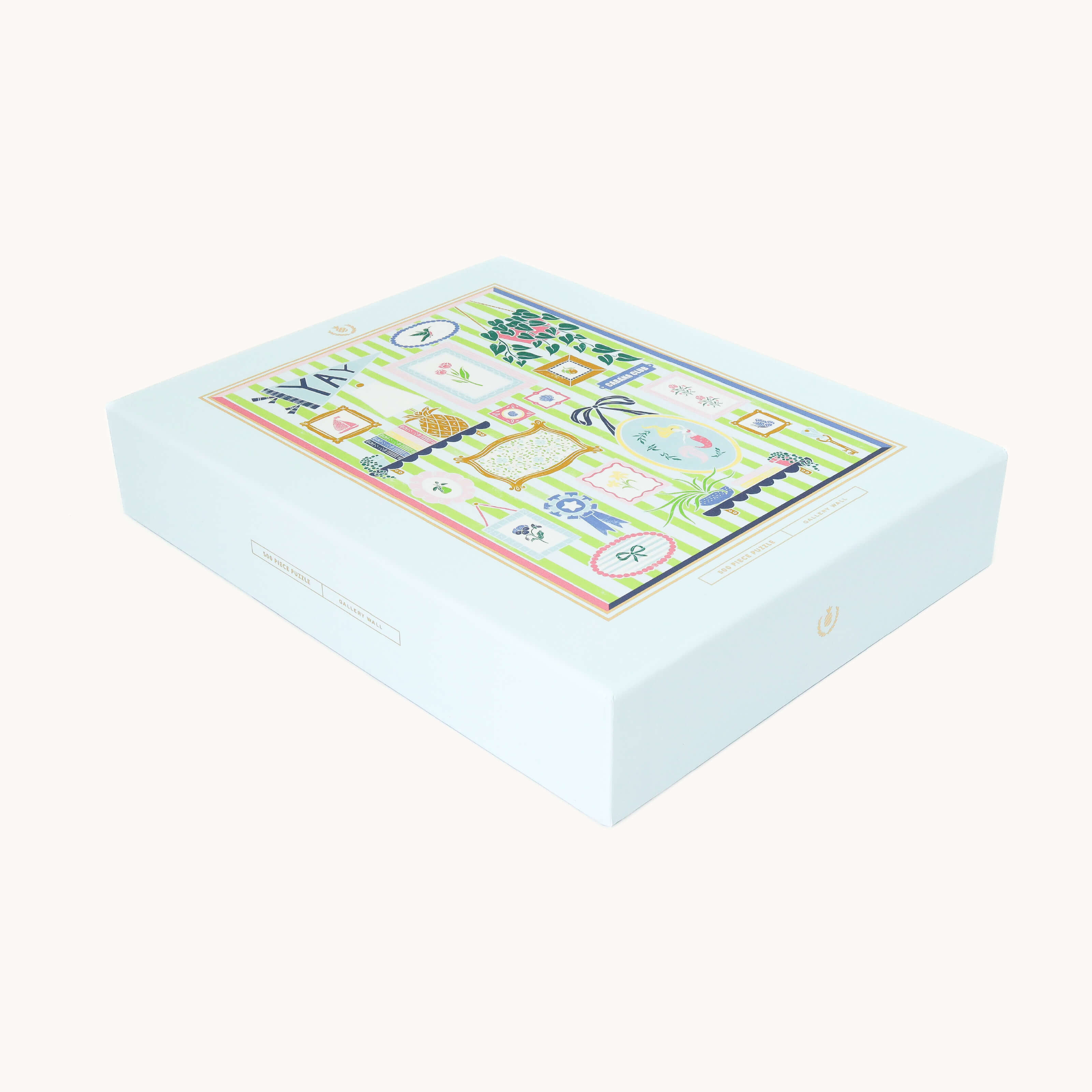 Gallery Wall Puzzle box with colorful design on a white background