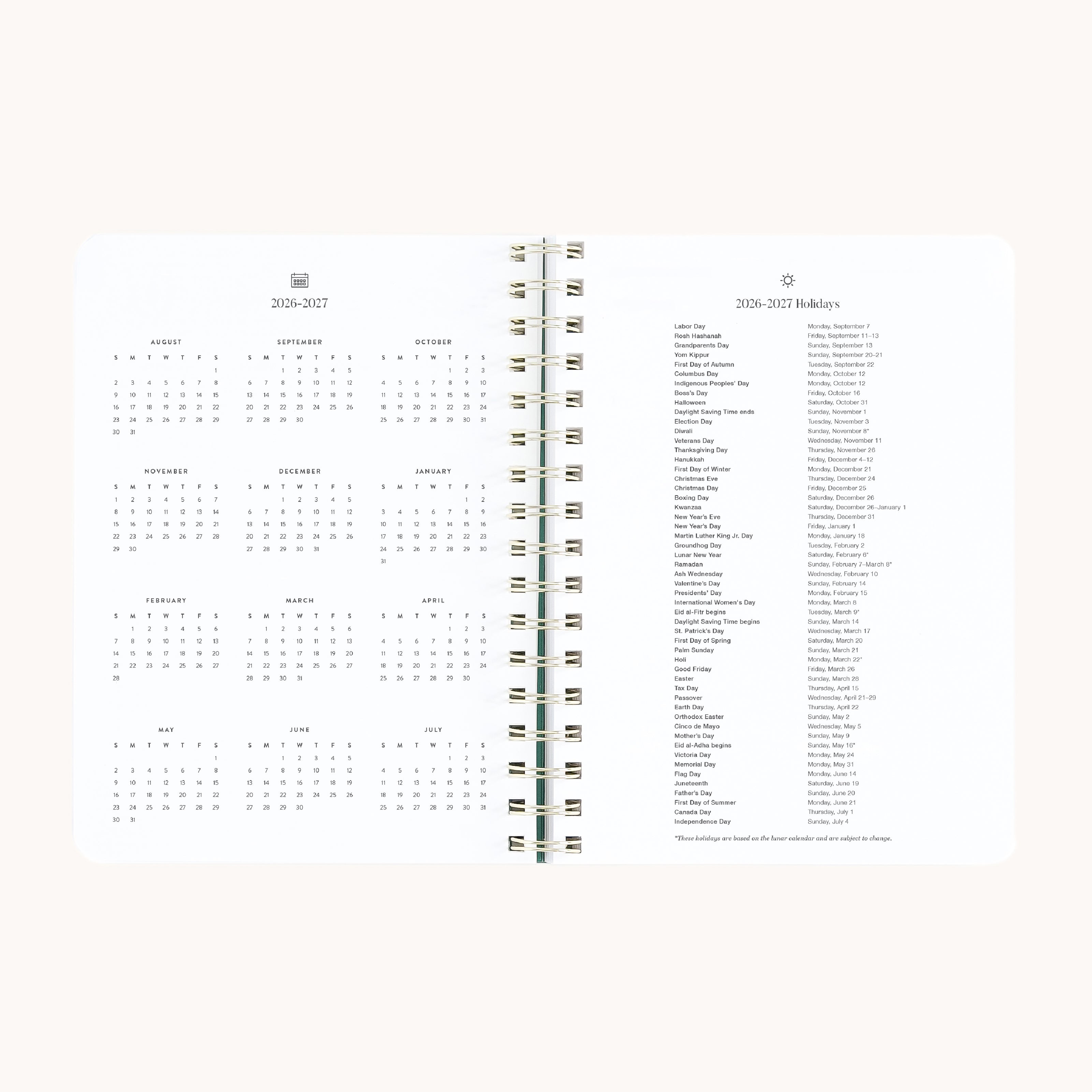 Small weekly planner yearly overview pages for planning important dates and long-term schedules
