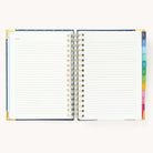 2025 Daily Simplified Planner in the Dainty Dot cover design open to the notes pages at the front of the planner. Features a two-page spread with blank lined notes pages.