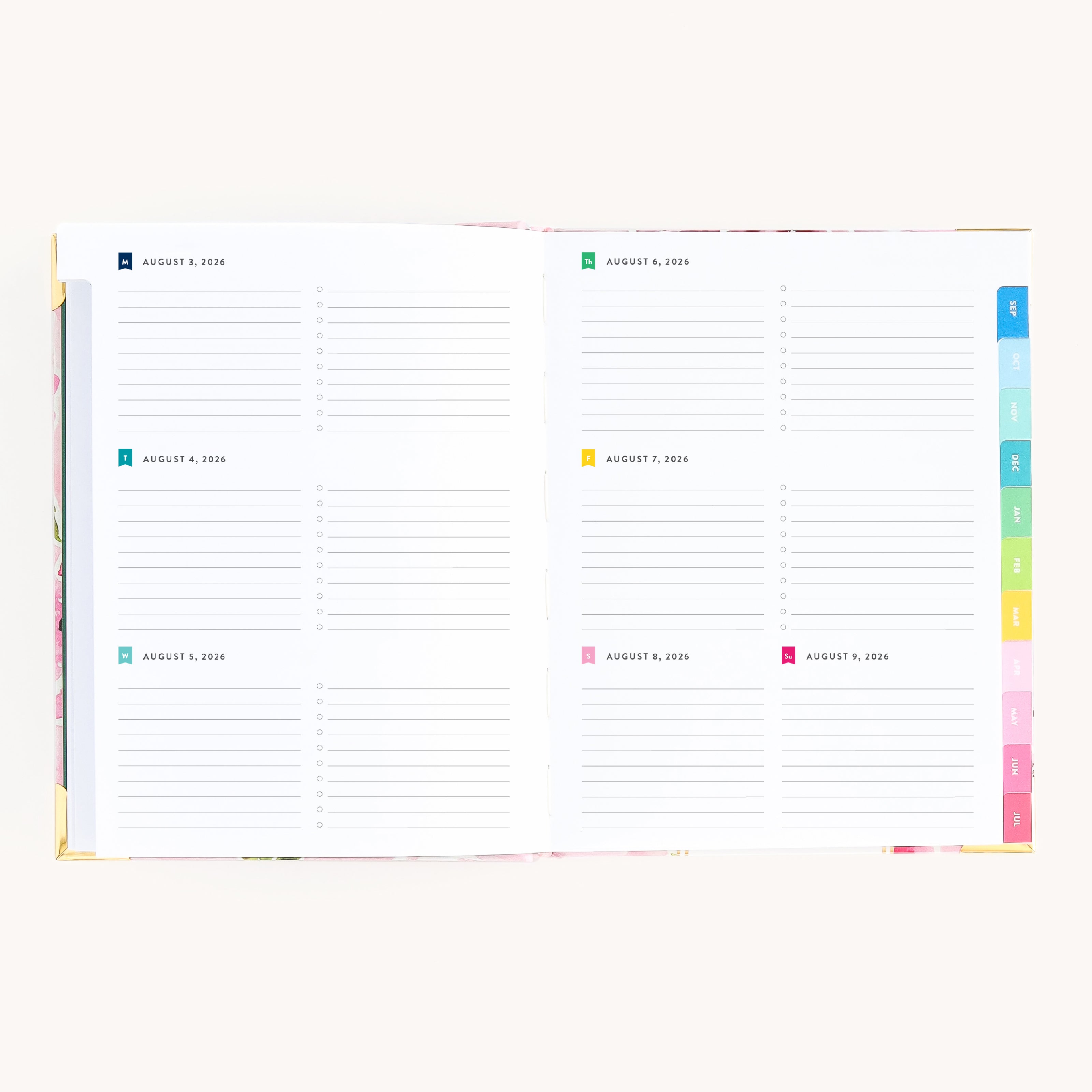 Bookbound weekly planner open to weekly layout with space for appointments, tasks, and notes