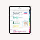 An iPad displays the Simplified 2025-2026 Digital Teacher Planner, featuring handwritten daily tasks, tabbed sections, a motivational sticker, and a get it done! sticky note on Monday.