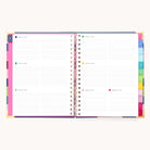 The 2025-2026 Spiral Weekly Simplified Planner - Rainbow Row by Simplified features colorful monthly tabs, organized two-page spreads for daily entries from August 7 to August 13, 2023. Its clean layout and vibrant edge patterns with gold foil details embody the planners signature style.