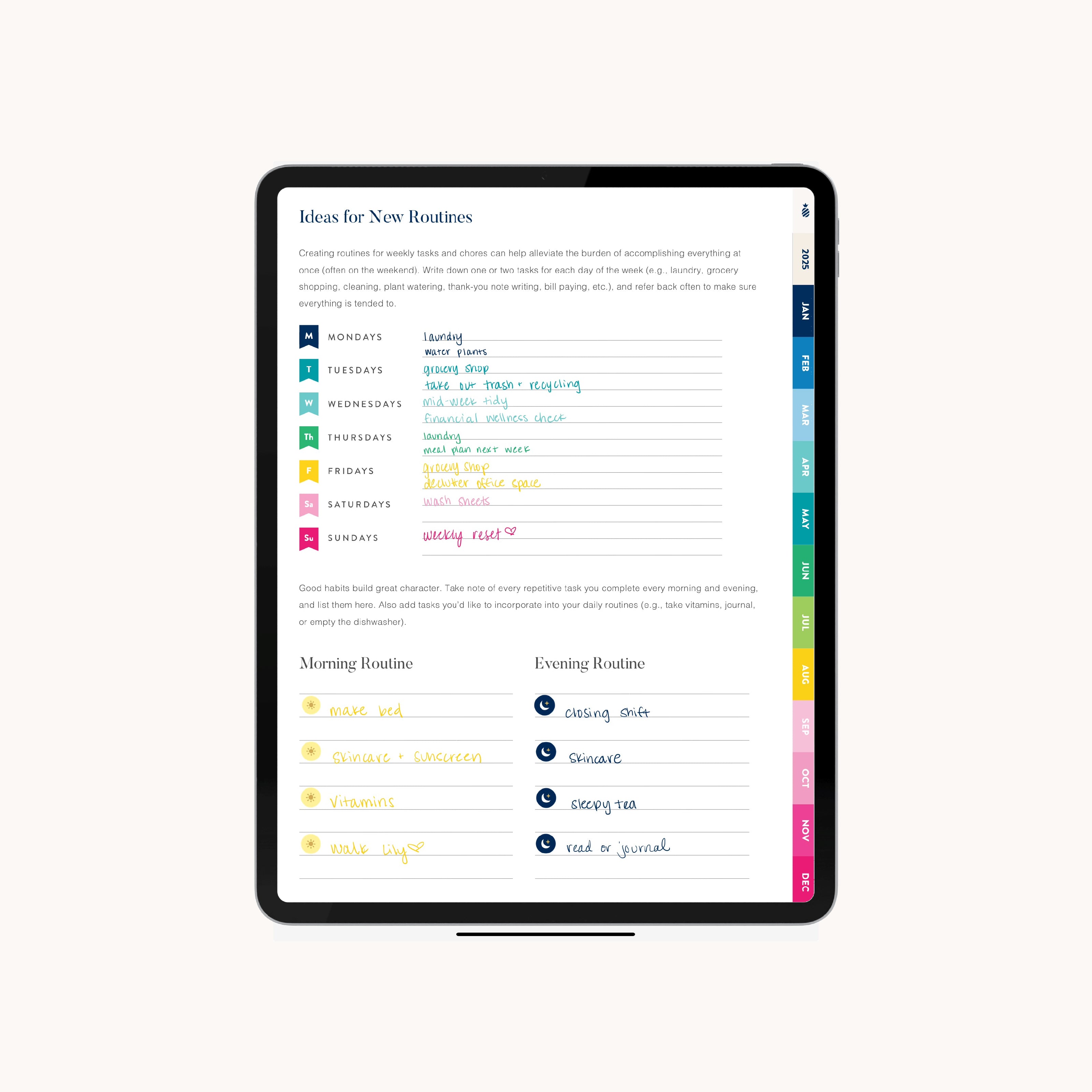 Simplified Prep Work pages in the 2025 Digital Simplified Planner guiding users through goal setting and yearly planning exercises, tailored for a structured digital planning approach.