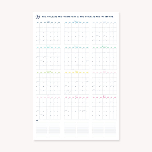 Happy Stripe Verticall Printable Wall Calendar