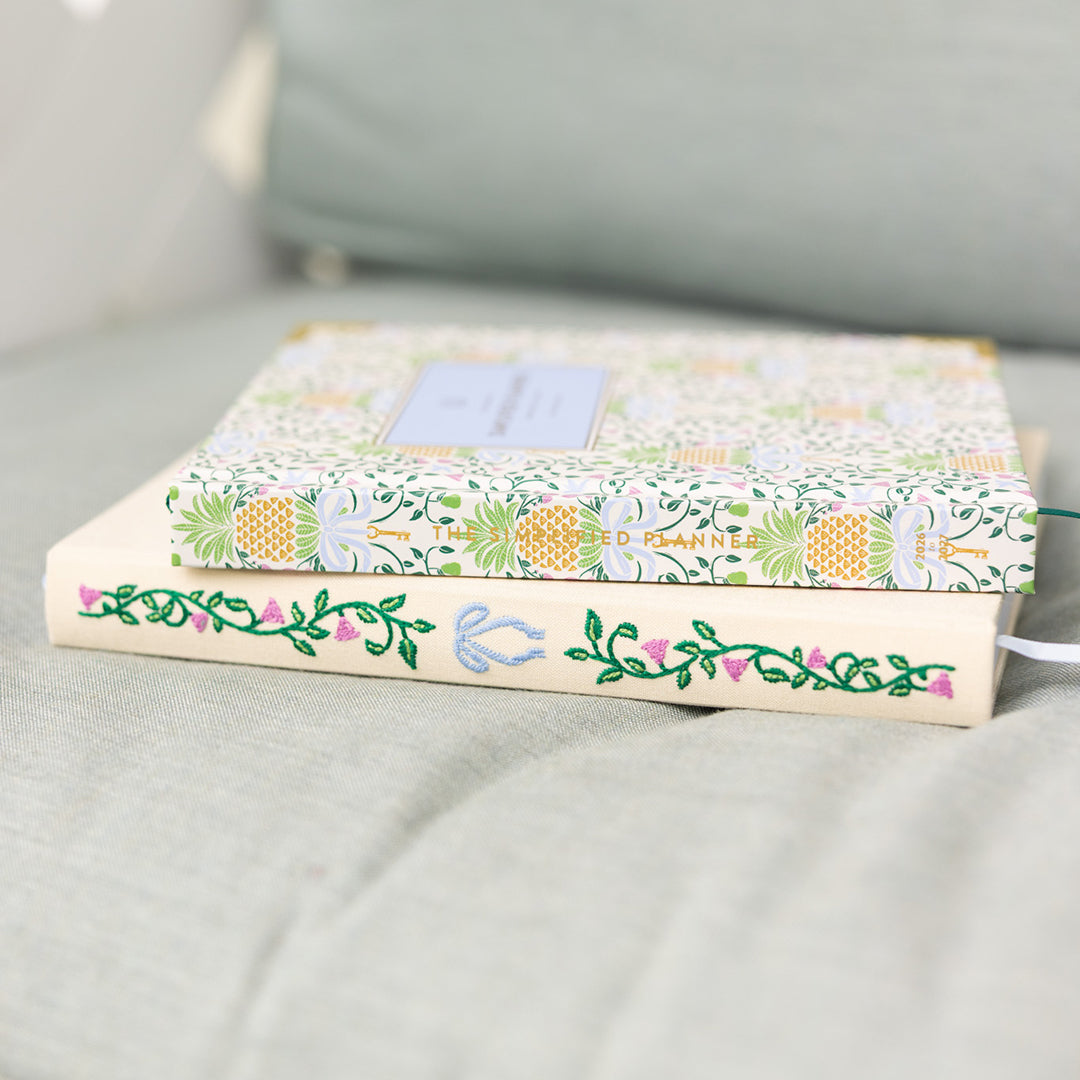 Embroidered Journal with Pineapple Charm Weekly Simplified Planner