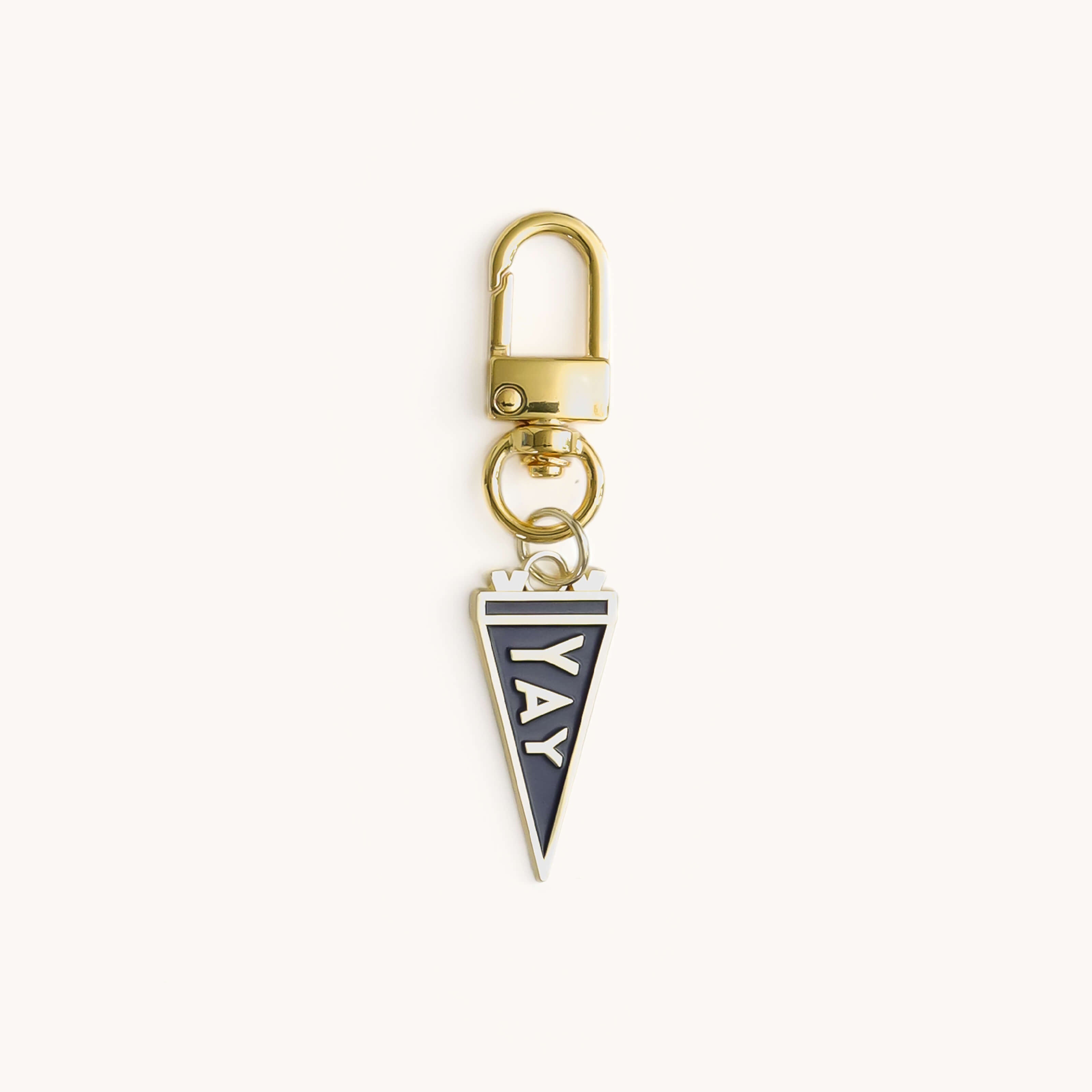 Yay Flag enamel charm with gold clasp key ring by Simplified by Emily Ley