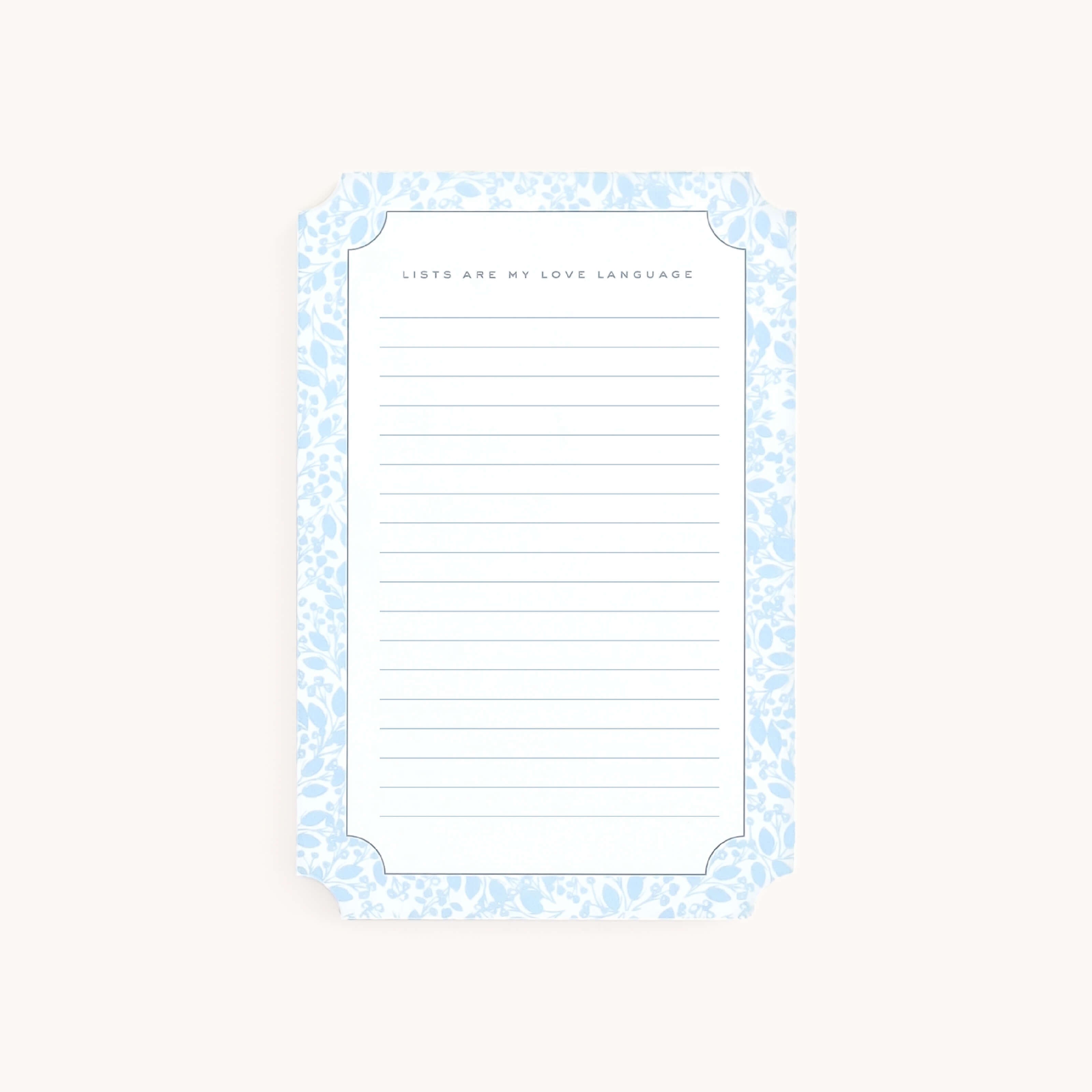Misty Meadow Lined Notepad with Lists are My Love Language title