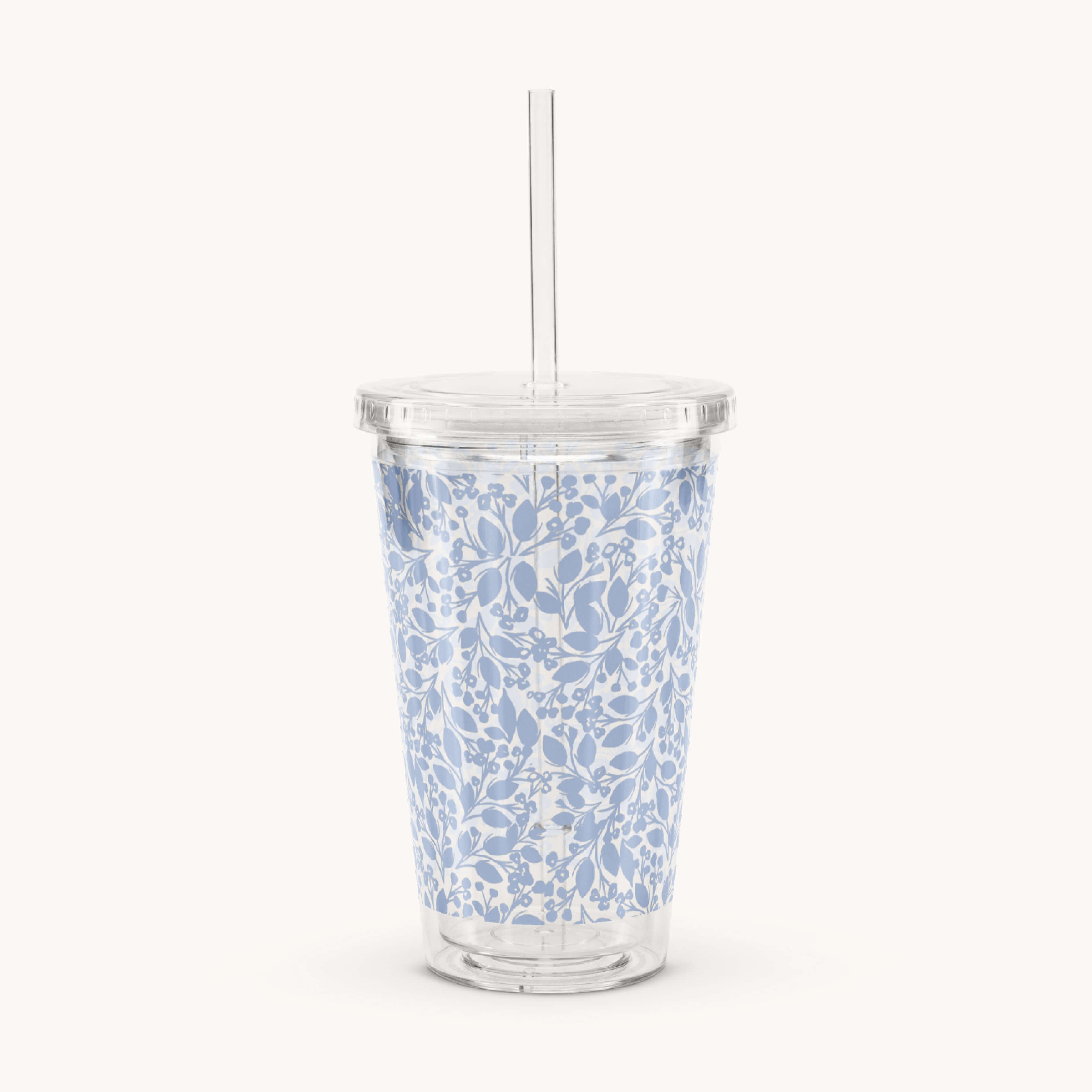 Misty Meadow clear tumbler and straw by Simplified by Emily Ley