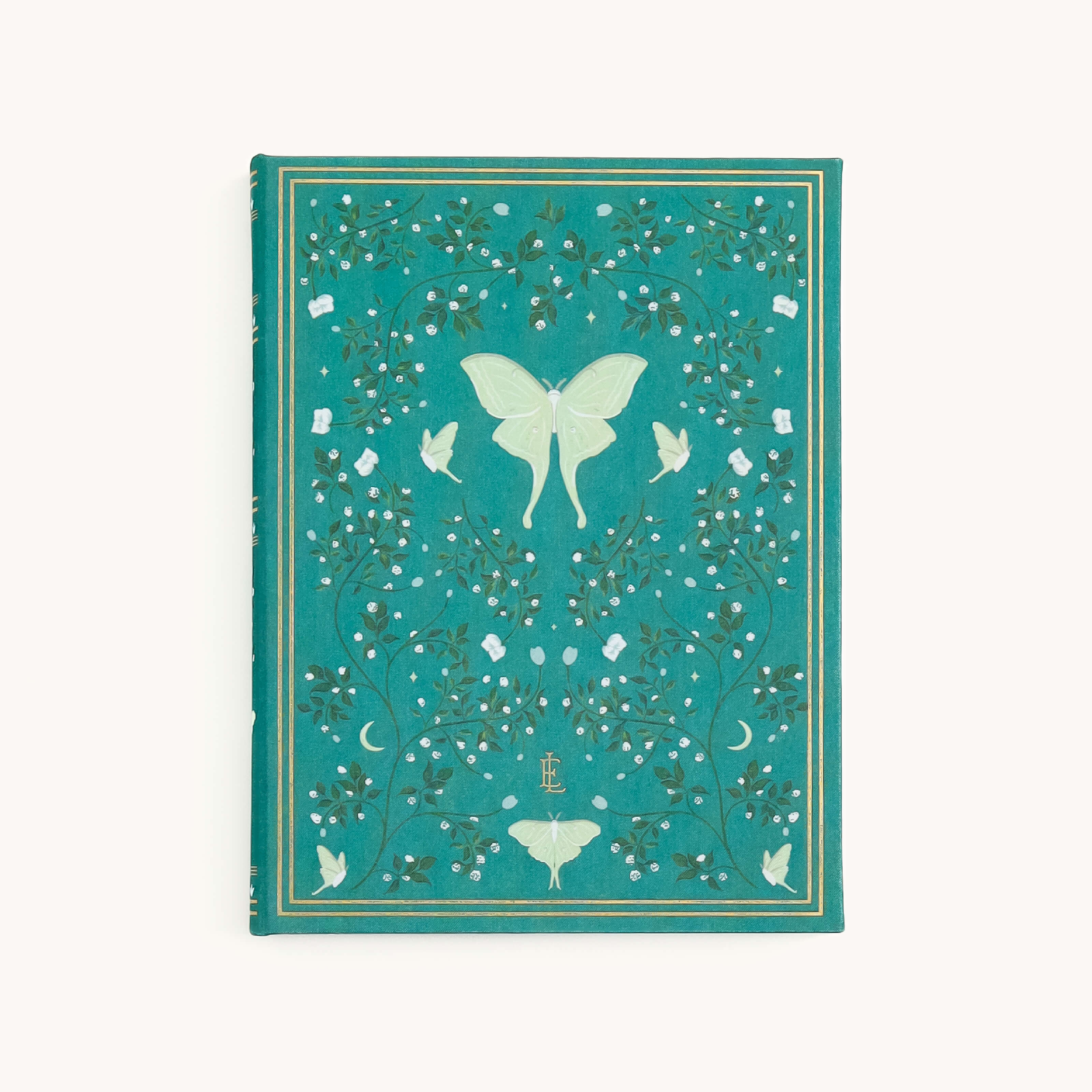 Luna Moths Linen Journal with linen hardcover, warm illustration, and hand-drawn pattern for a beautiful, giftable journal