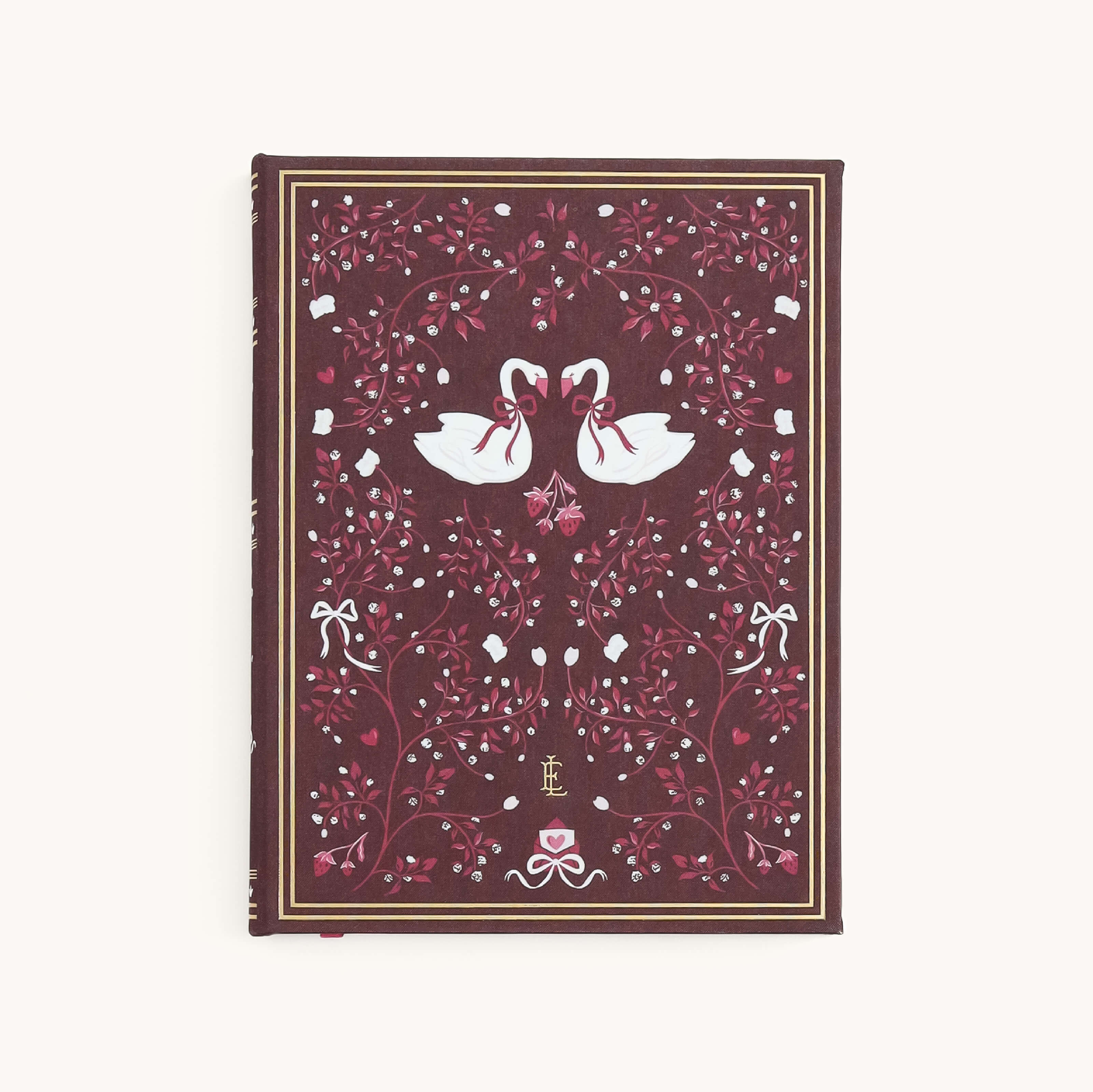 Swan Linen Journal with linen hardcover, swan illustration, and hand-drawn pattern for a beautiful, giftable journal