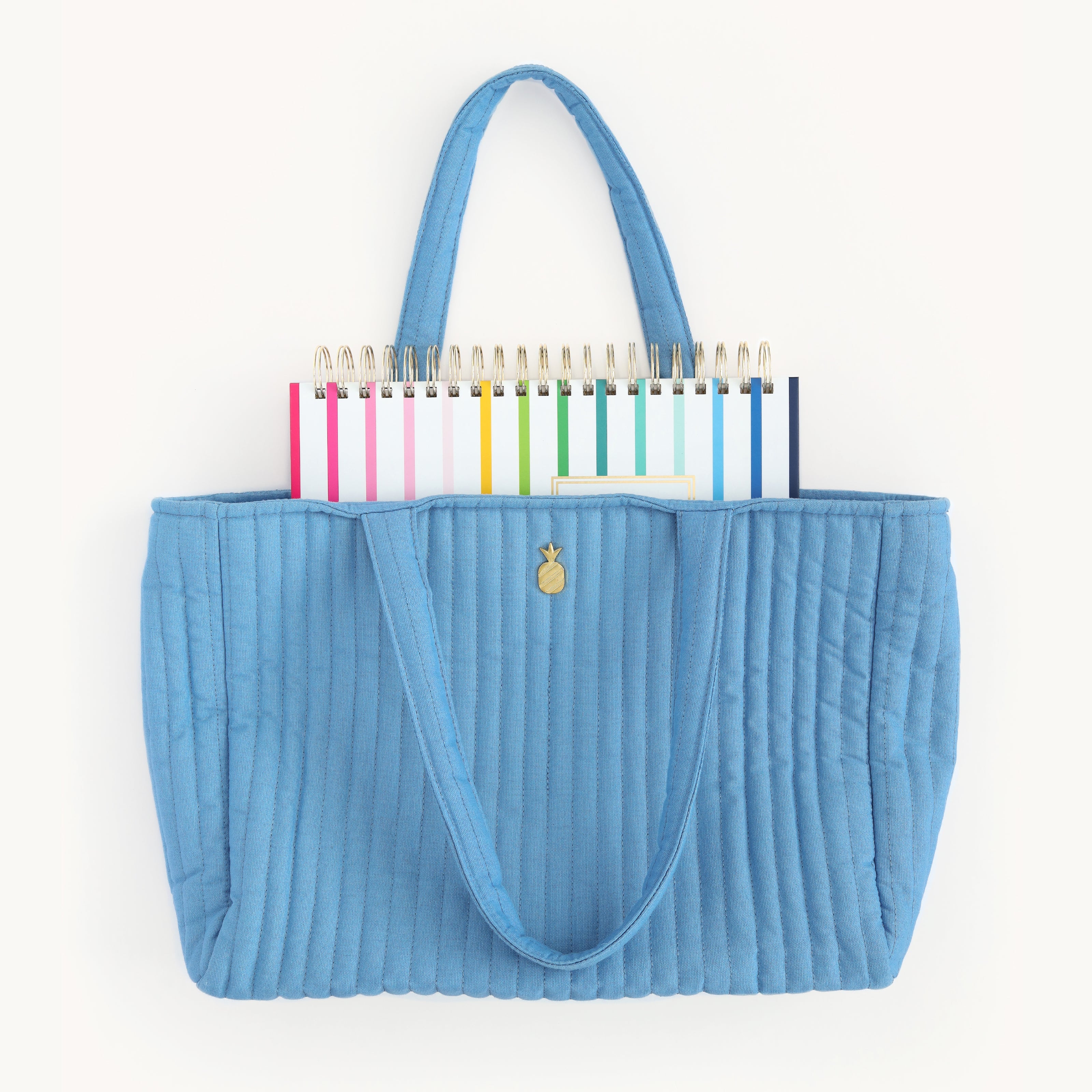 Quilted Tote Bag - French Blue