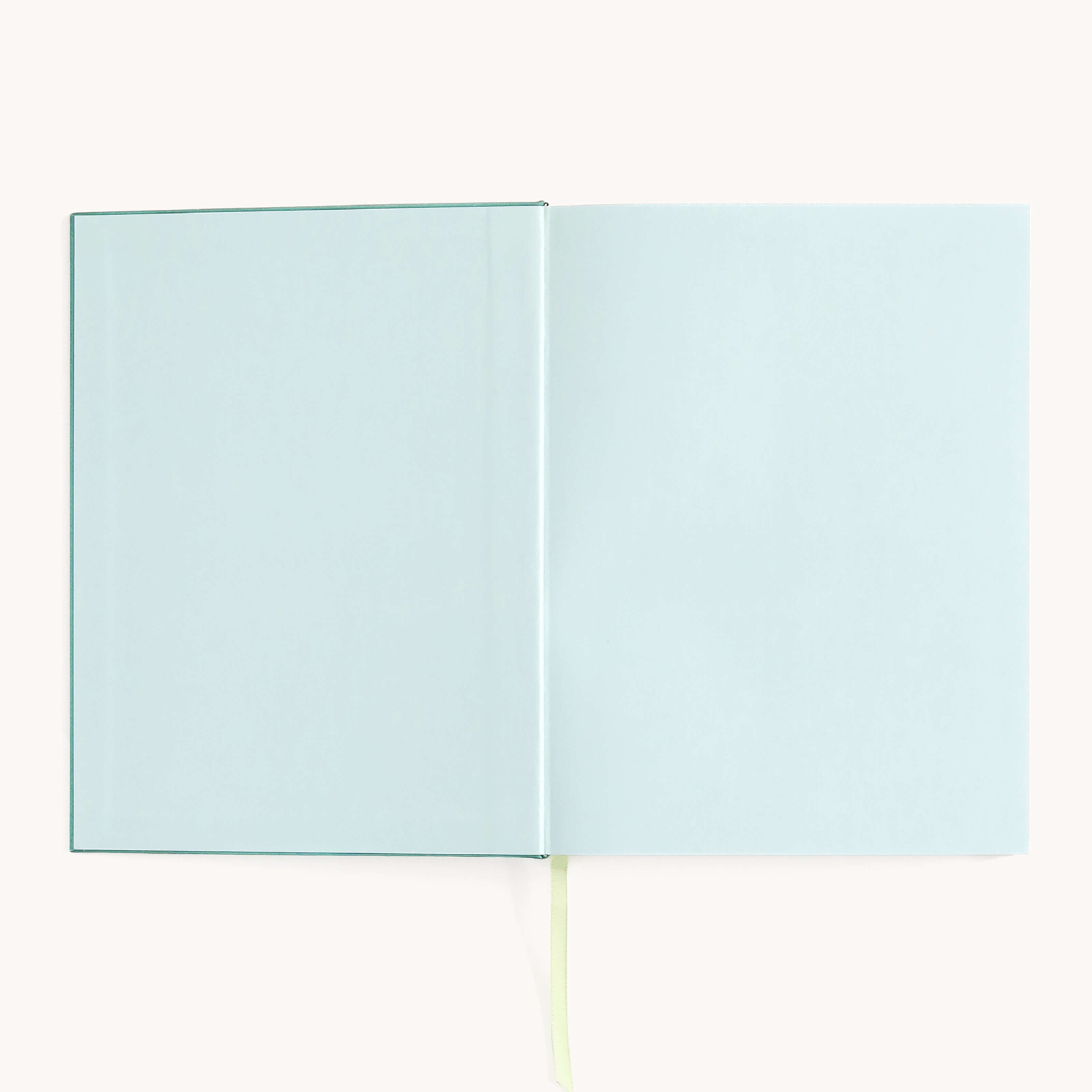 Luna Moths Linen Journal interior with soft blue endpapers and ribbon marker for an elegant, calming writing experience