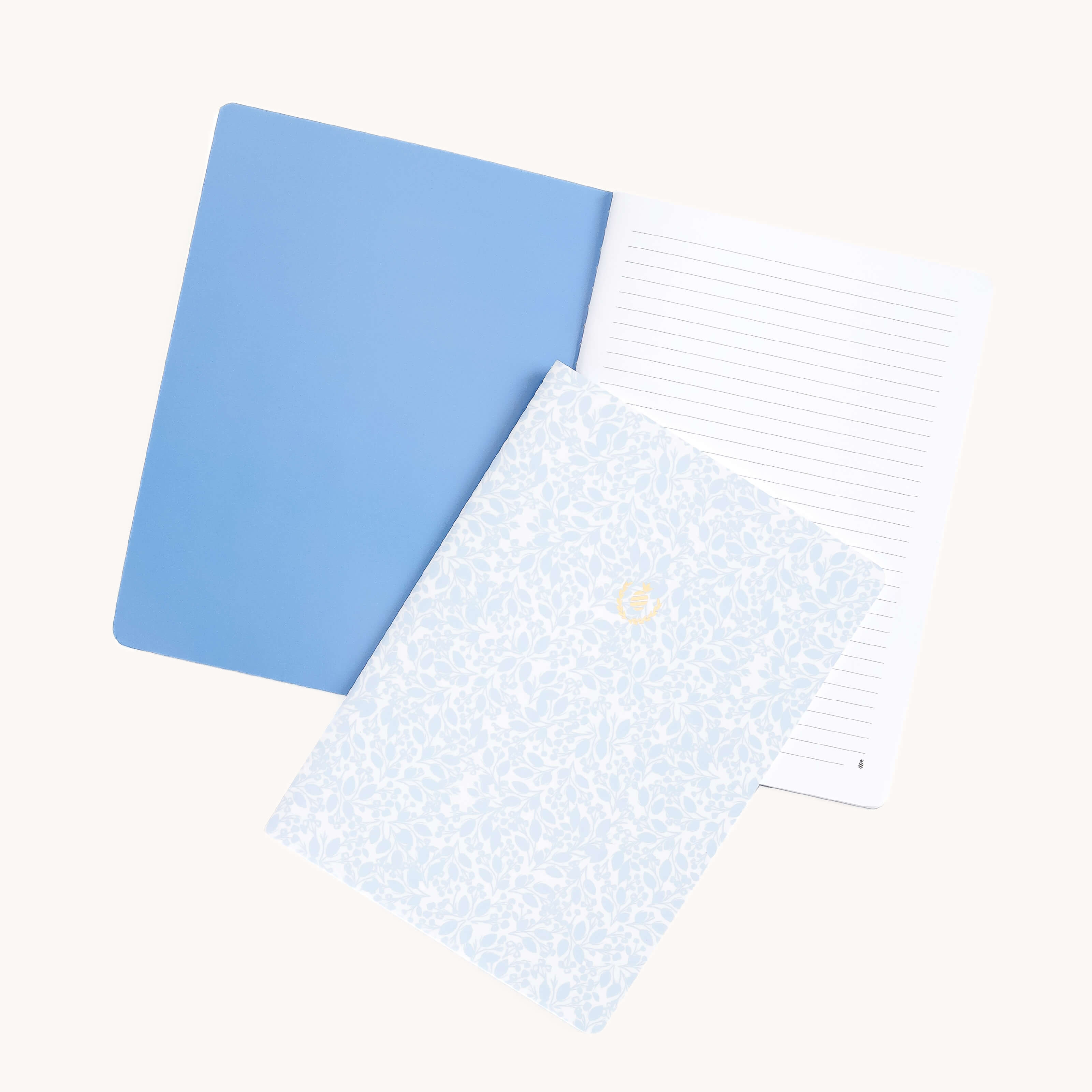 Mid size notebook set with Misty Meadwo cover and lined interior pages for writing notes, lists, and everyday ideas in a simple, clean layout