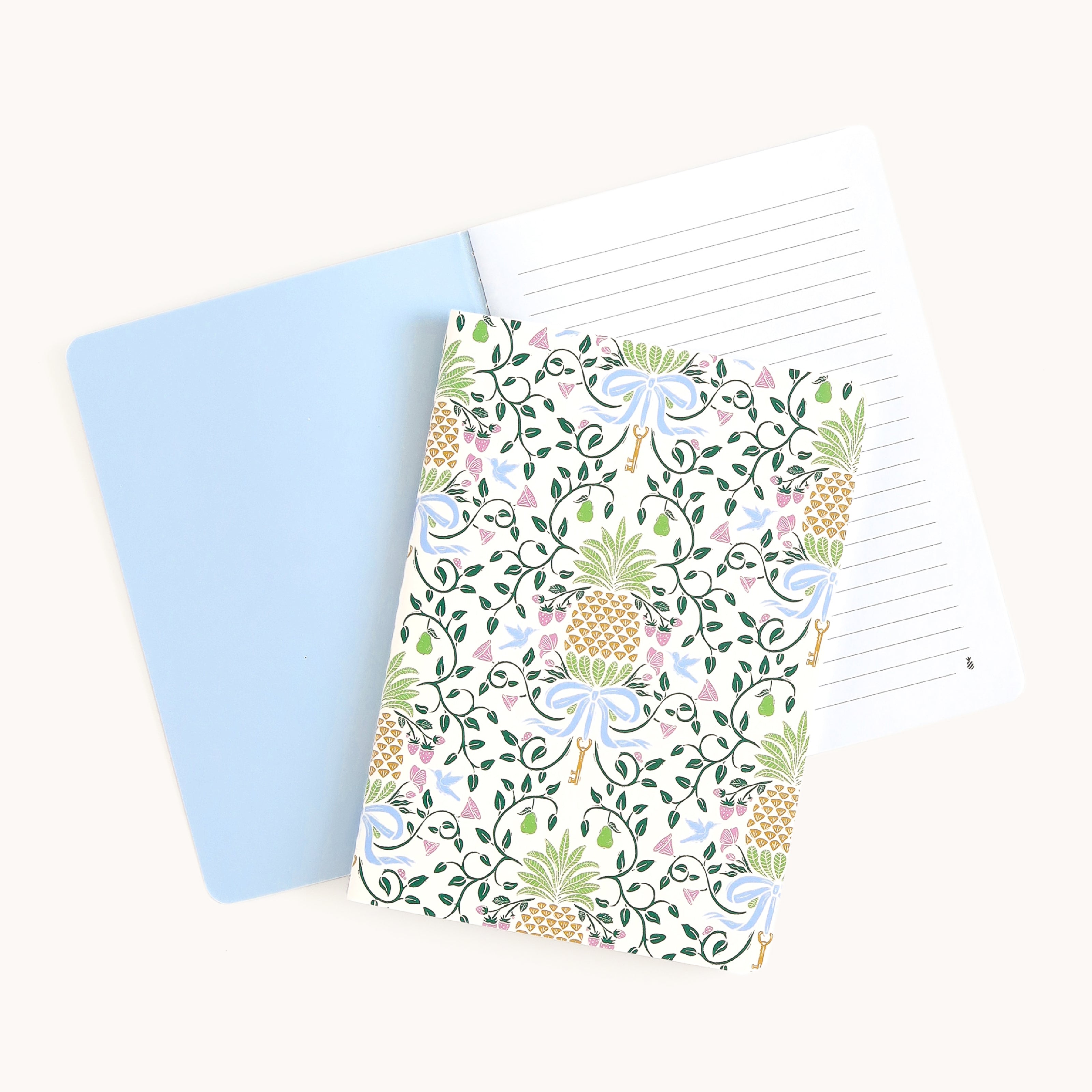 Mini notebook set with Pineapple Charm cover and lined interior pages for writing notes, lists, and everyday ideas in a simple, clean layout