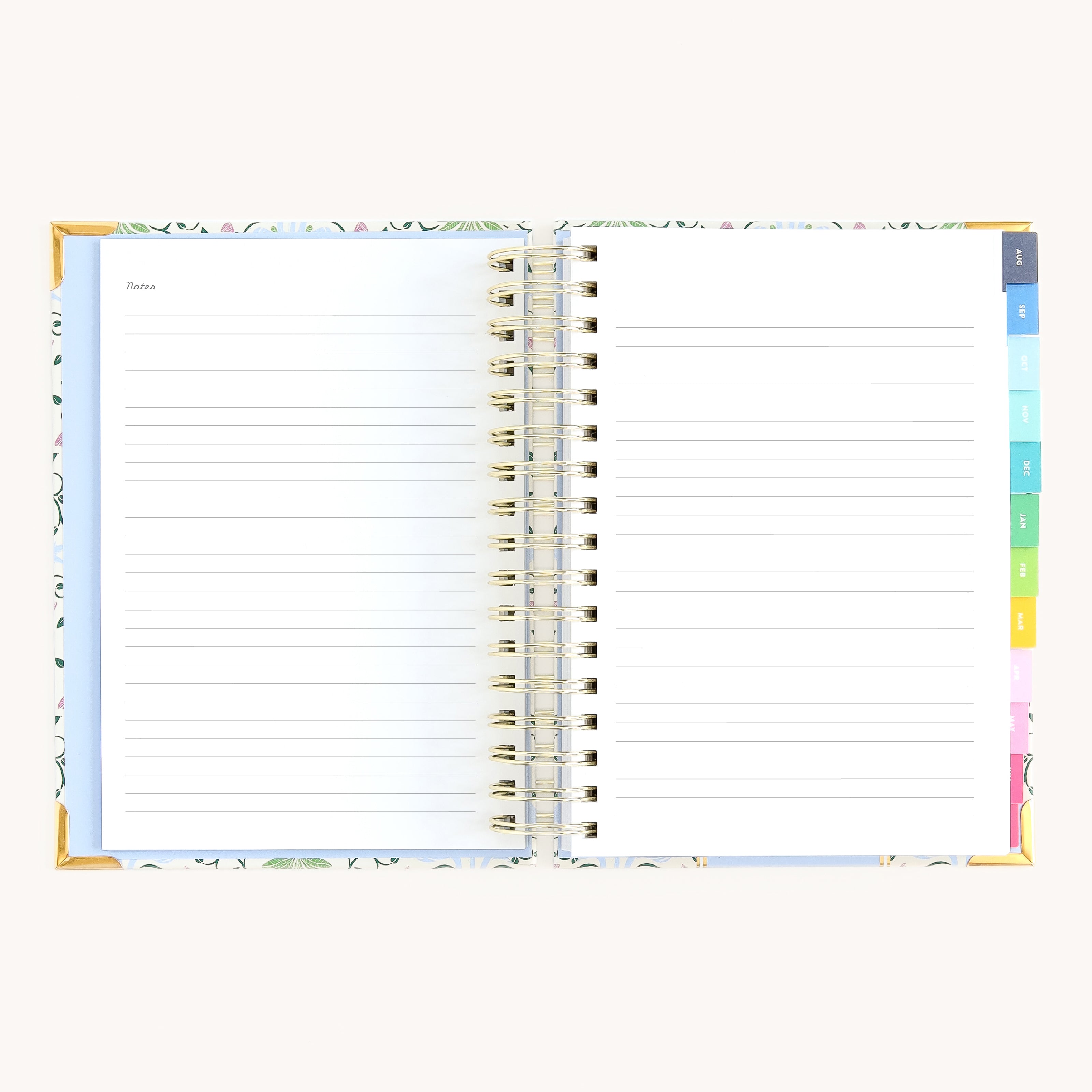 Spiral daily planner notes page with lined space for brainstorming, journaling, and capturing ideas