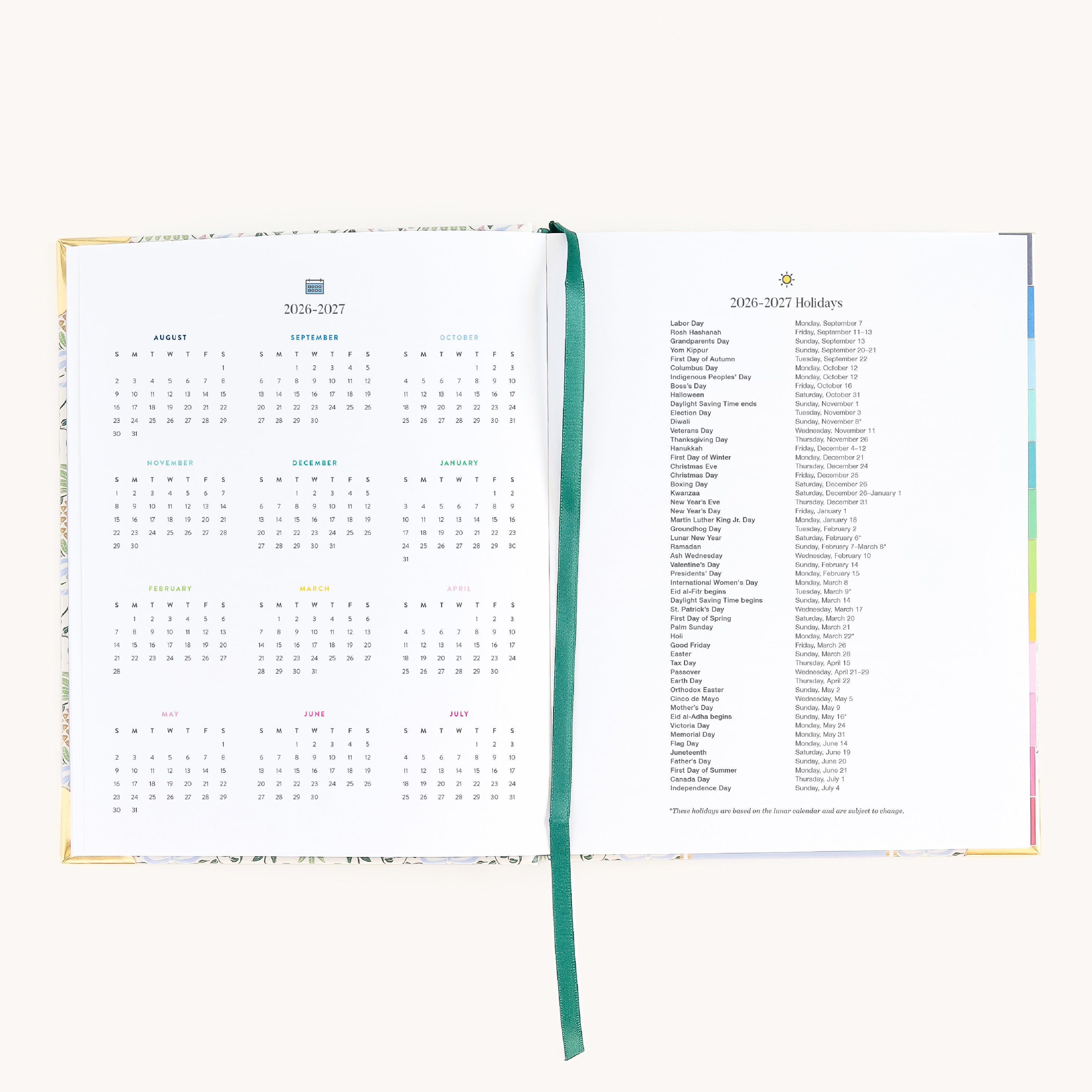 Bookbound weekly planner yearly overview and holiday pages for long-term scheduling and important dates