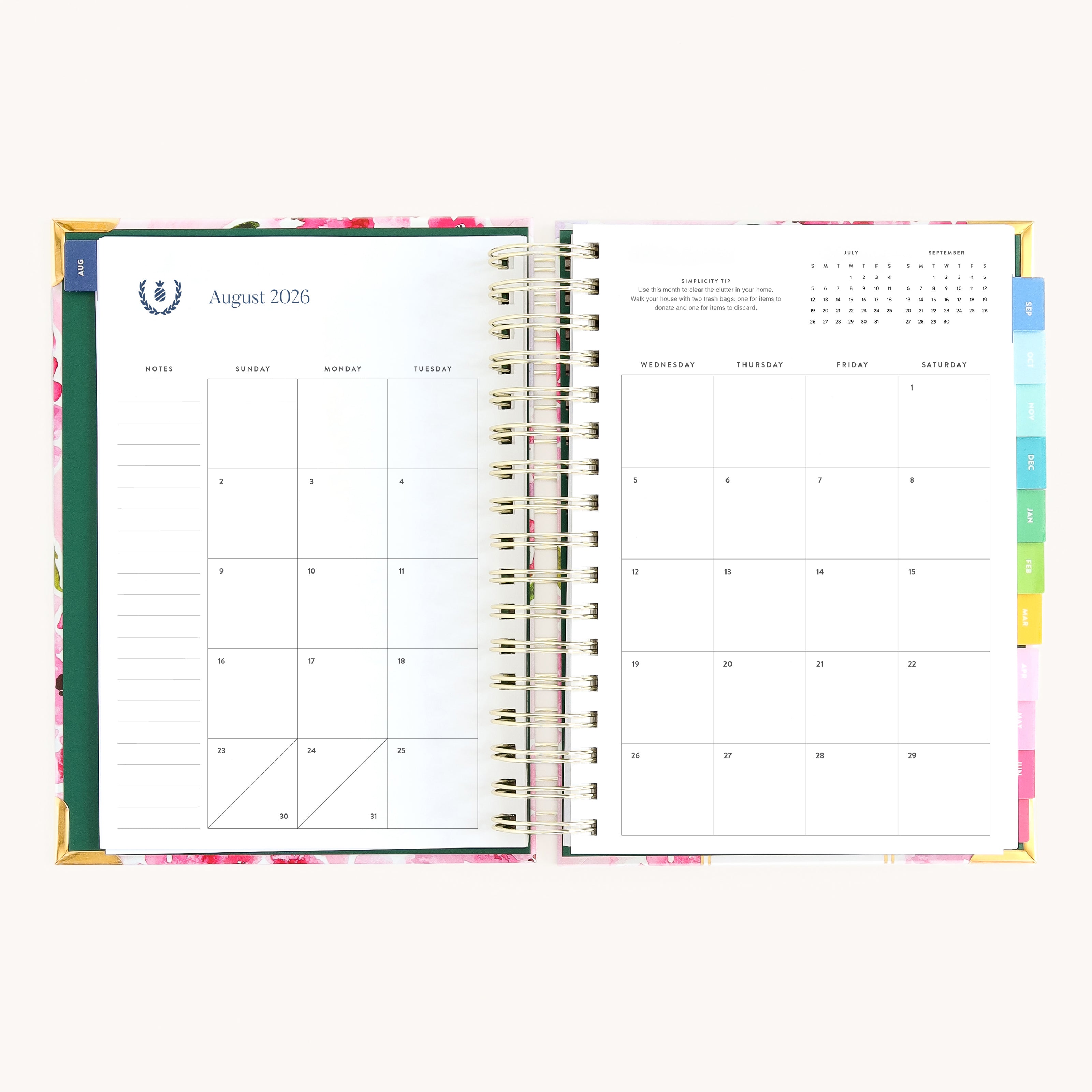 Simplified by Emily Ley monthly calendar spread with clean grid layout for goal setting, planning, and simplified organization