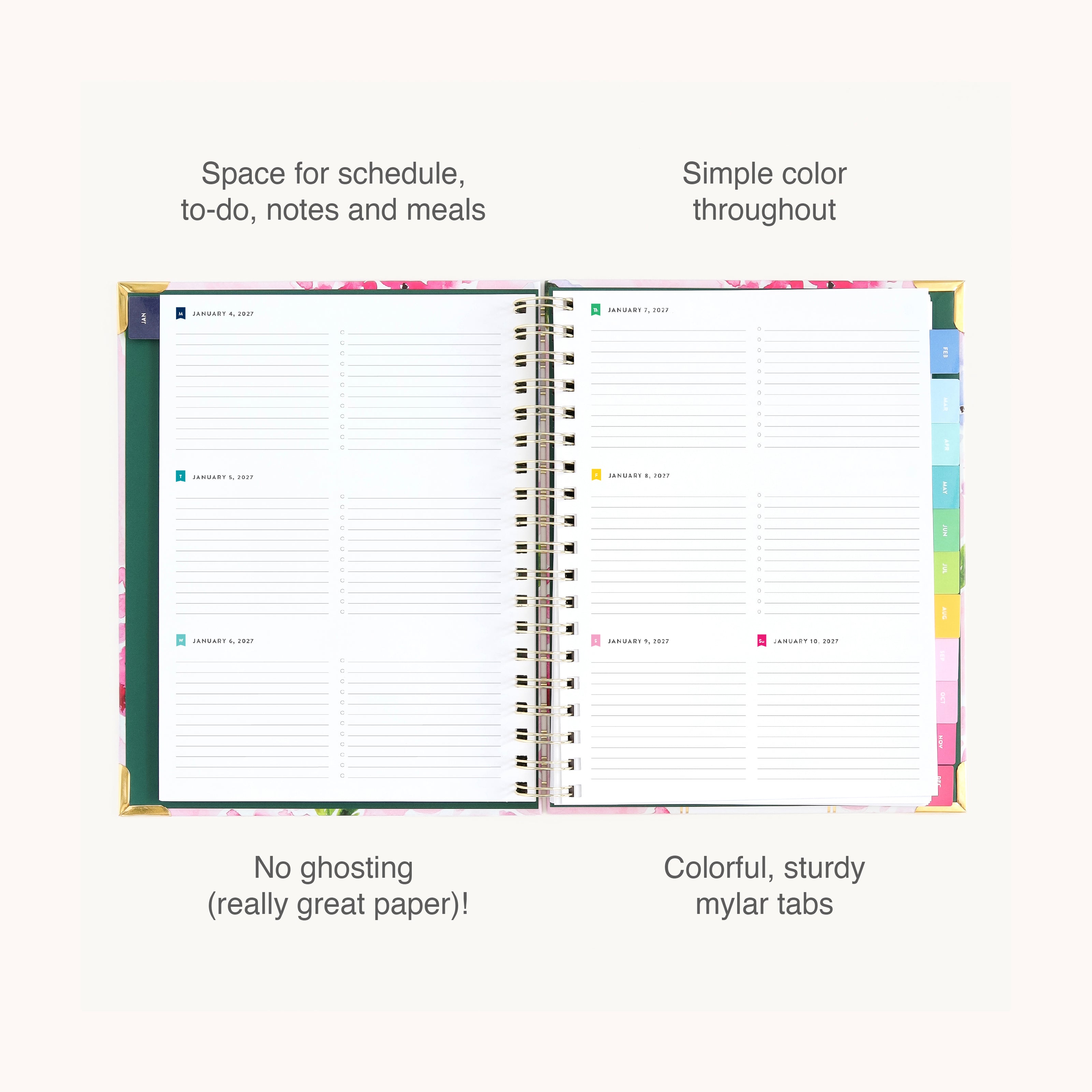 2027 Spiral Weekly Planner - Blush Hydrangea | Simplified