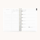 The 2026 Softcover Weekly Simplified Planner – Happy Stripe by Simplified displays a January 5–11, 2026 weekly spread with to-do lists, notes, daily planning, and a left page featuring a monthly calendar and prep lists for the week ahead.