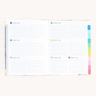Bookbound weekly planner open to weekly layout with space for appointments, tasks, and notes