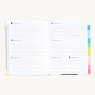 Bookbound weekly planner open to weekly layout with space for appointments, tasks, and notes