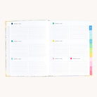 Bookbound weekly planner open to weekly layout with space for appointments, tasks, and notes