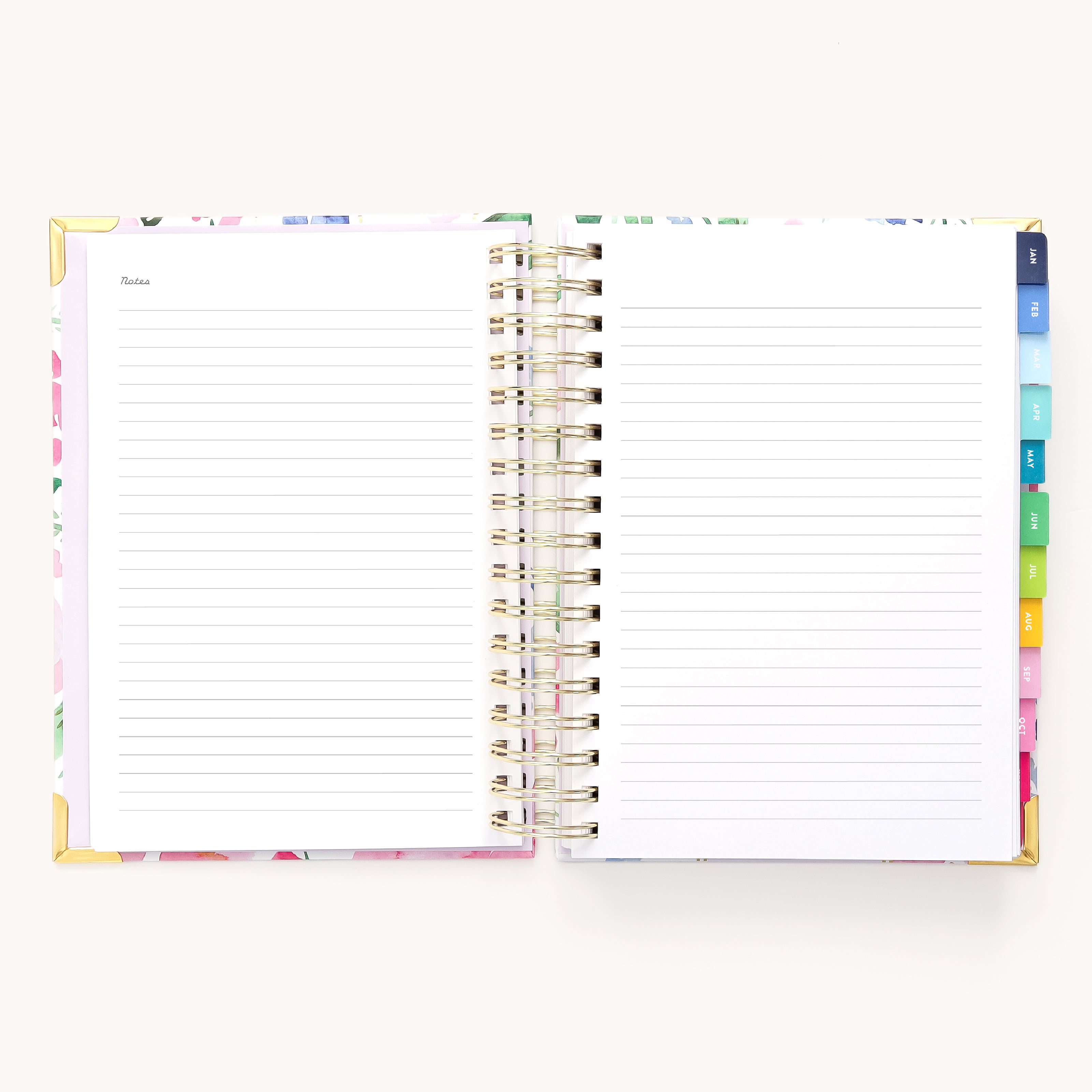 The 2026 Spiral Daily Simplified Planner - Cottage Floral by Simplified features lined note pages, colorful tab dividers, and a stylish floral cover—perfect for organizing tasks.