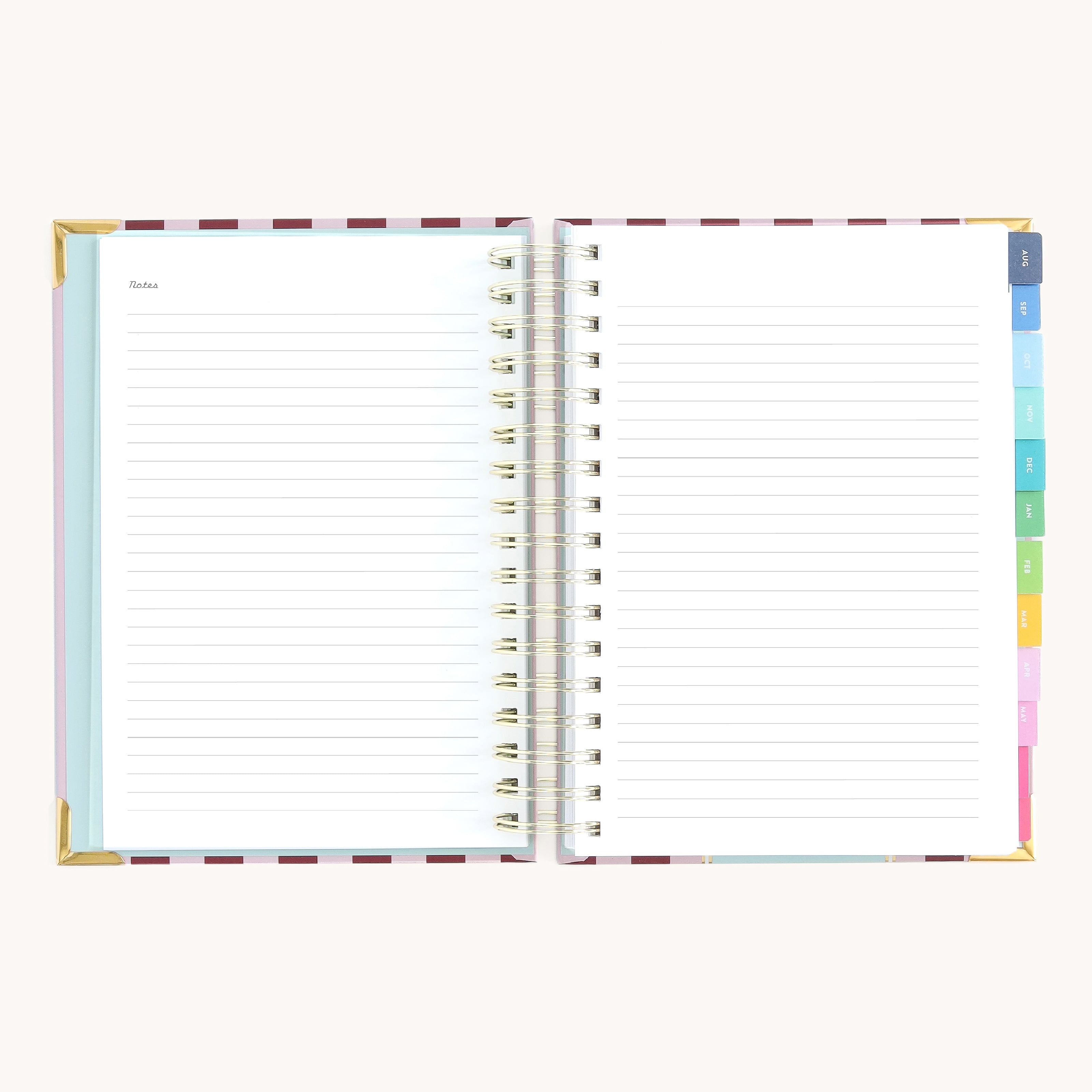 Spiral daily planner notes page with lined space for brainstorming, journaling, and capturing ideas