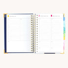 Spiral daily planner weekend pages with hourly planning space for appointments, tasks, and personal routines