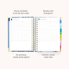 The 2026 Spiral Daily Simplified Planner - Poppy Posies by Simplified shows hourly schedules, to-do lists, and notes on sturdy paper with colorful mylar tabs—no ink ghosting, just simple style for all your planning needs.