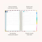 The 2026-2027 Spiral Daily Simplified Planner - Berry Stripe by Simplified shows hourly schedules, to-do lists, and notes on sturdy paper with colorful mylar tabs—no ink ghosting, just simple style for all your planning needs.