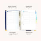 The 2026-2027 Spiral Daily Simplified Planner - Carolina Trellis by Simplified shows hourly schedules, to-do lists, and notes on sturdy paper with colorful mylar tabs—no ink ghosting, just simple style for all your planning needs.