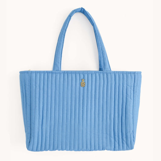 French Blue Quilted Tote Bag