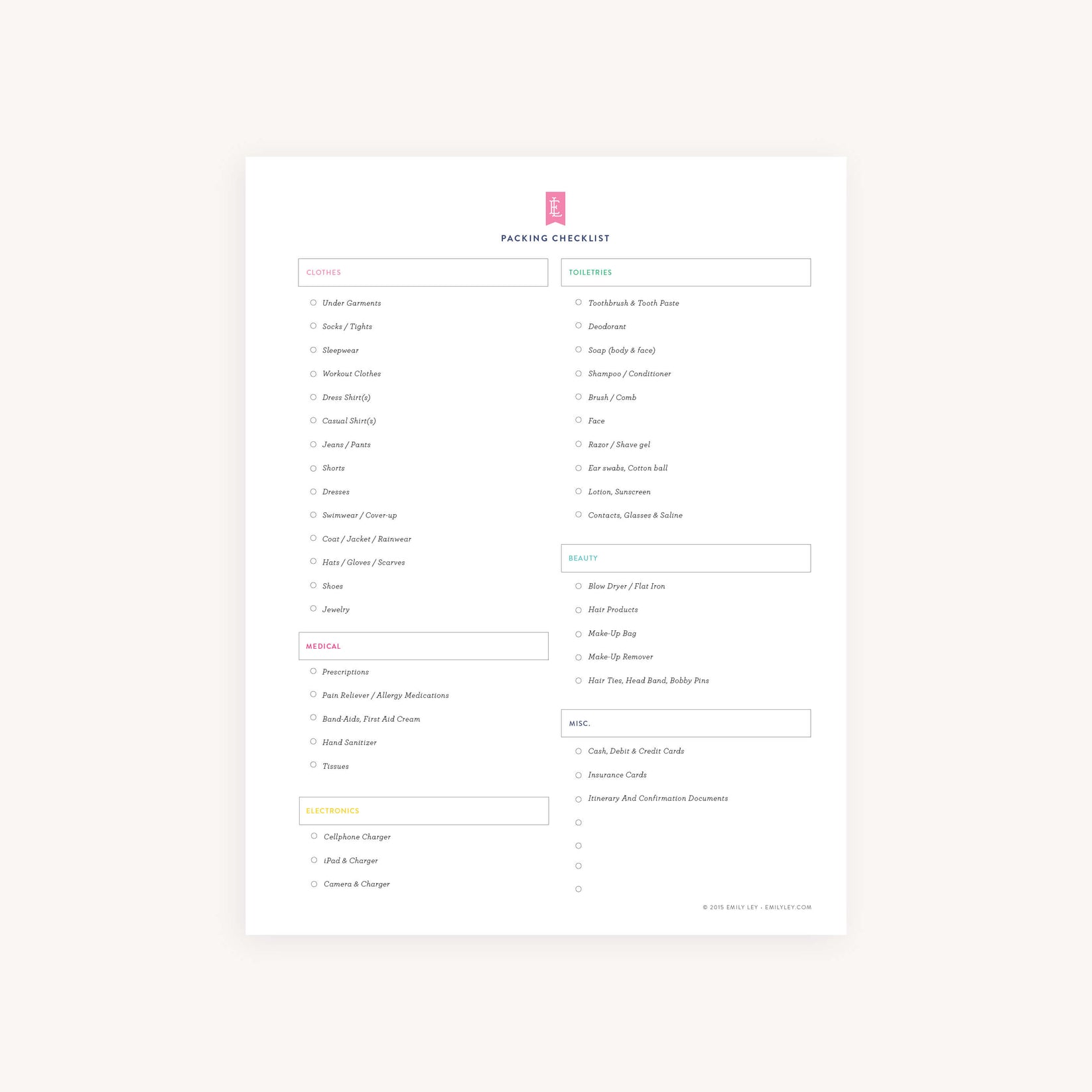 Packing Checklist Printable Simplified By Emily Ley