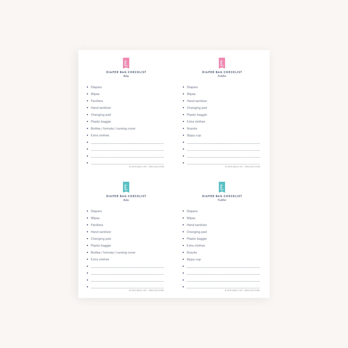 Diaper Bag Checklist Printable Simplified® by Emily Ley