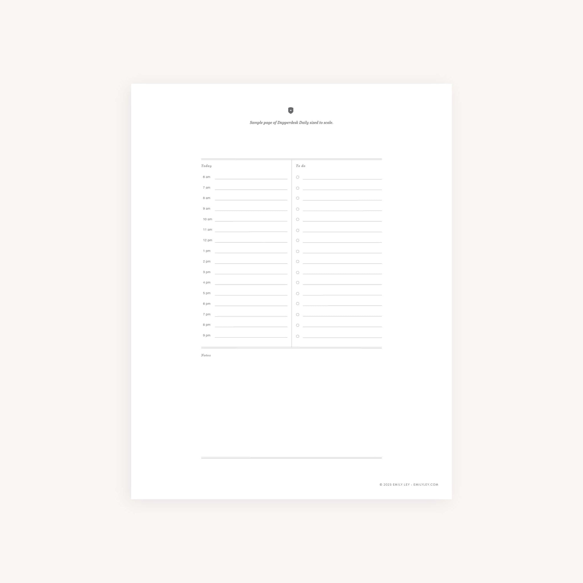 Daily Dapperdesk Sample Page Printable